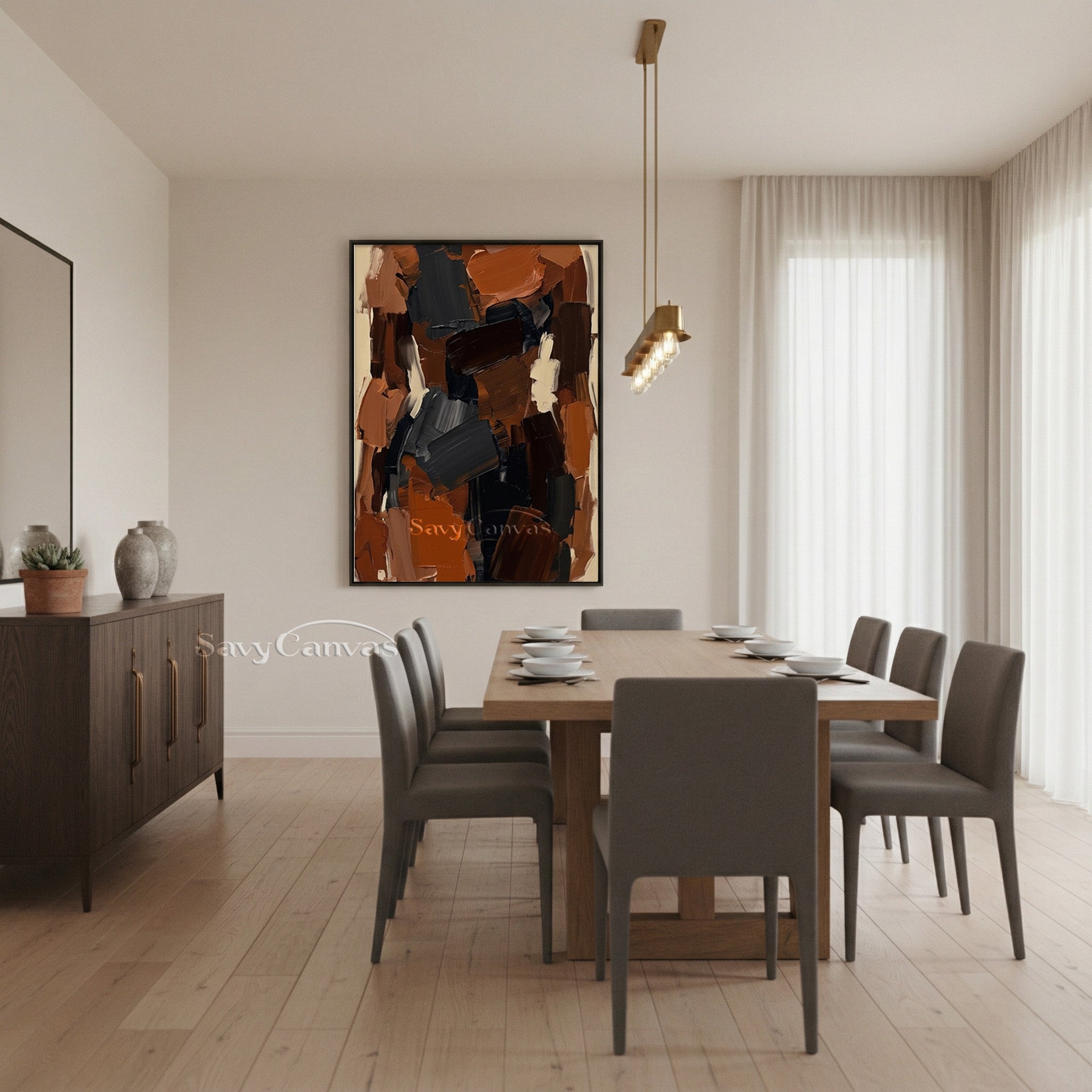 Hand-Painted Textured Abstract Wall Art | Earth Tone Oil Painting #SS 142