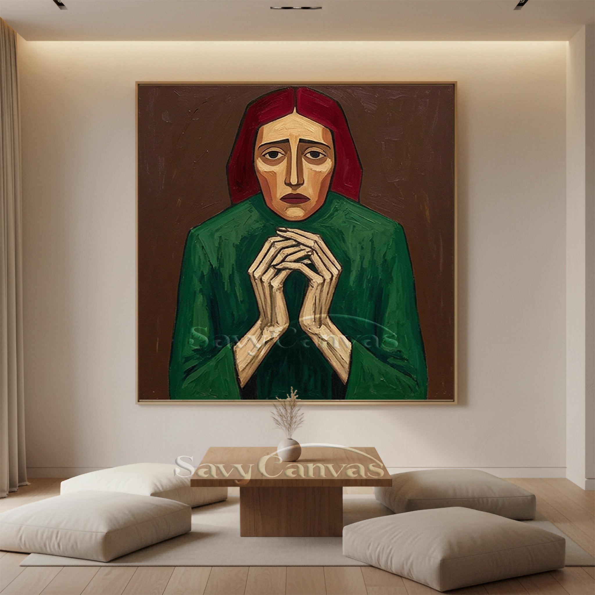 "The Silent Prayer" | Hand-Painted Portrait Wall Art Canvas #SS 108