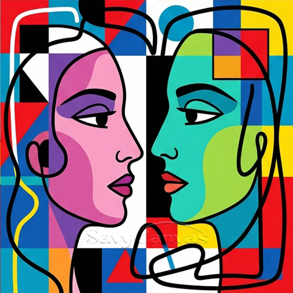 Modern Pop Art Portrait | Cubist Style Face Painting #AA 490