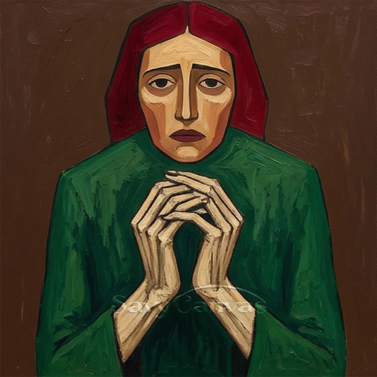 "The Silent Prayer" | Hand-Painted Portrait Wall Art Canvas #SS 108