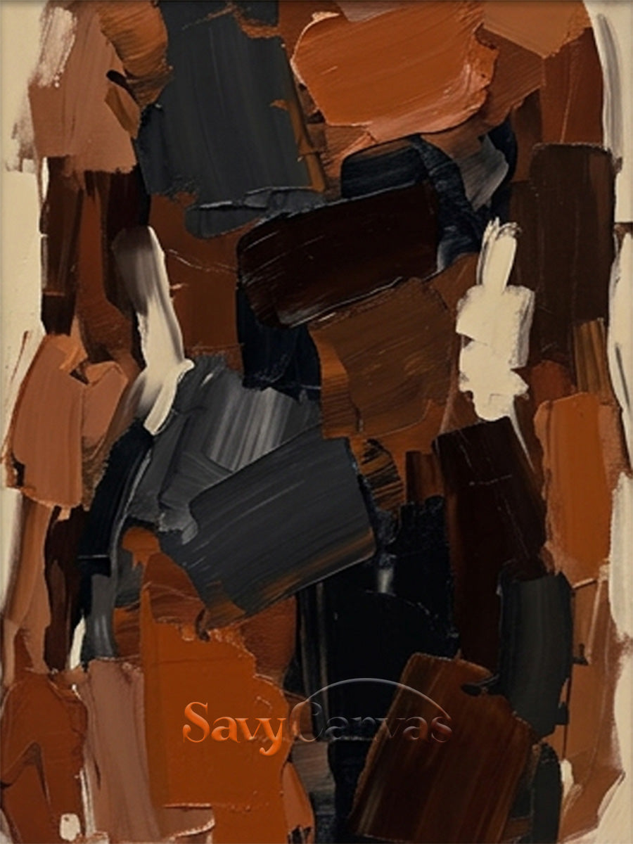 Hand-Painted Textured Abstract Wall Art | Earth Tone Oil Painting #SS 142