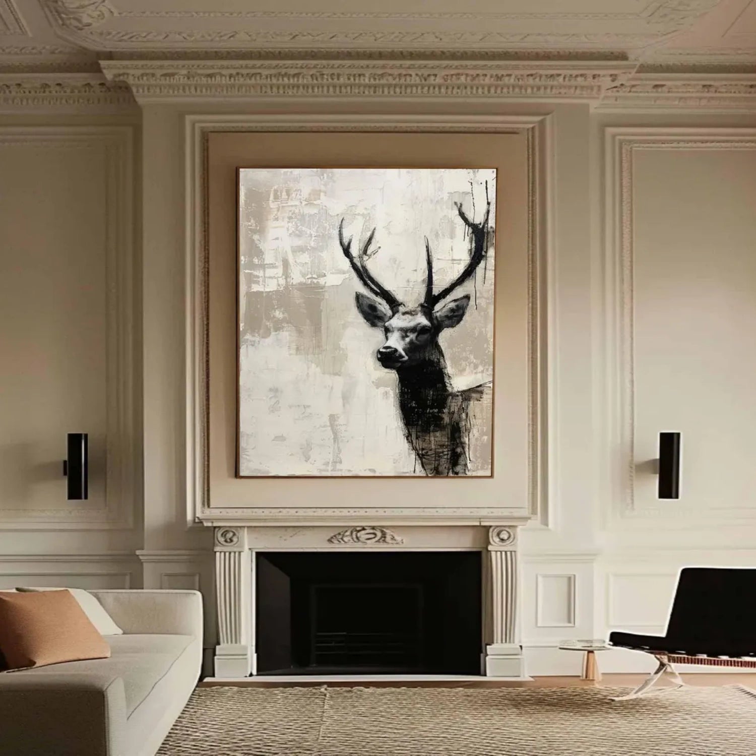 Large Abstract Deer Canvas: Modern Wildlife Art #ZZ 031