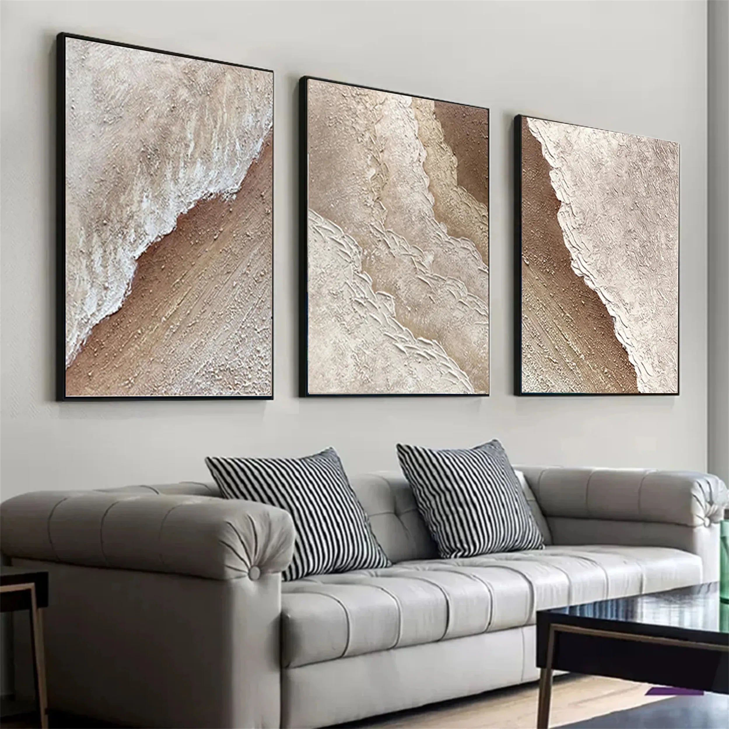 3 piece Beige Modern Wall Art for Living Room  #JJ 211