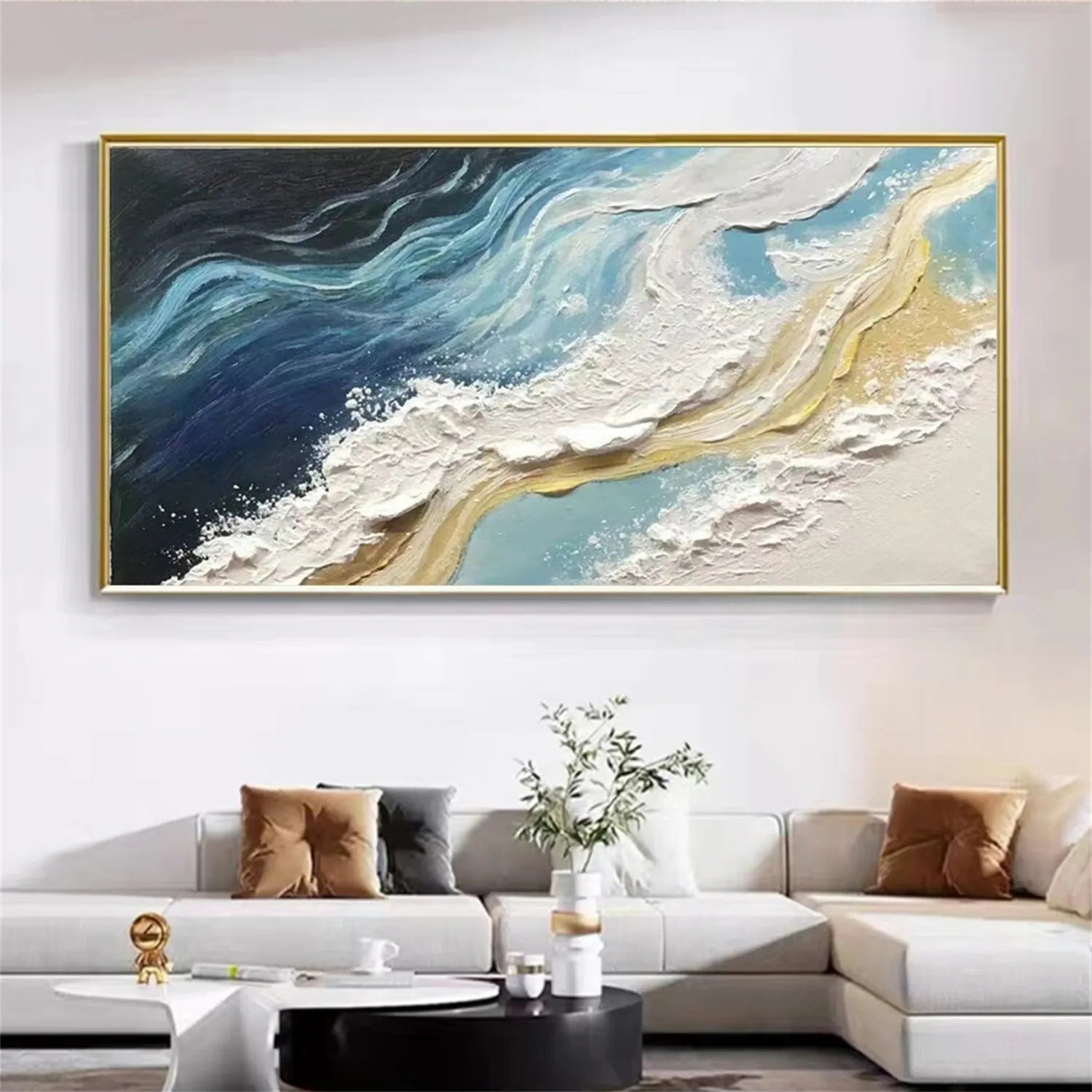 Premium Hand - Crafted Abstract Ocean Wave Artwork for Wall Display #JJ 171