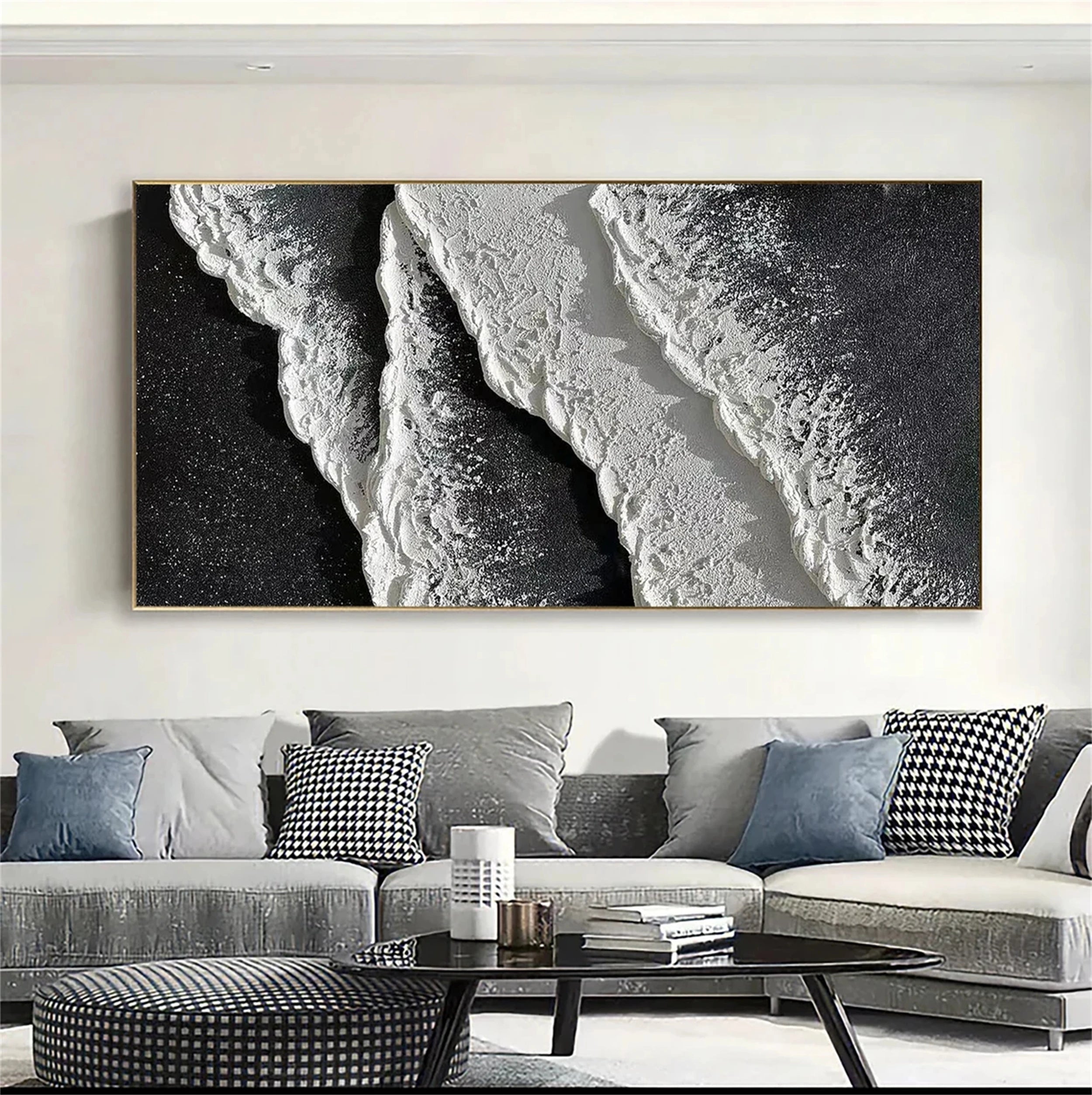 Black & White Coastal Art - Textured Abstract