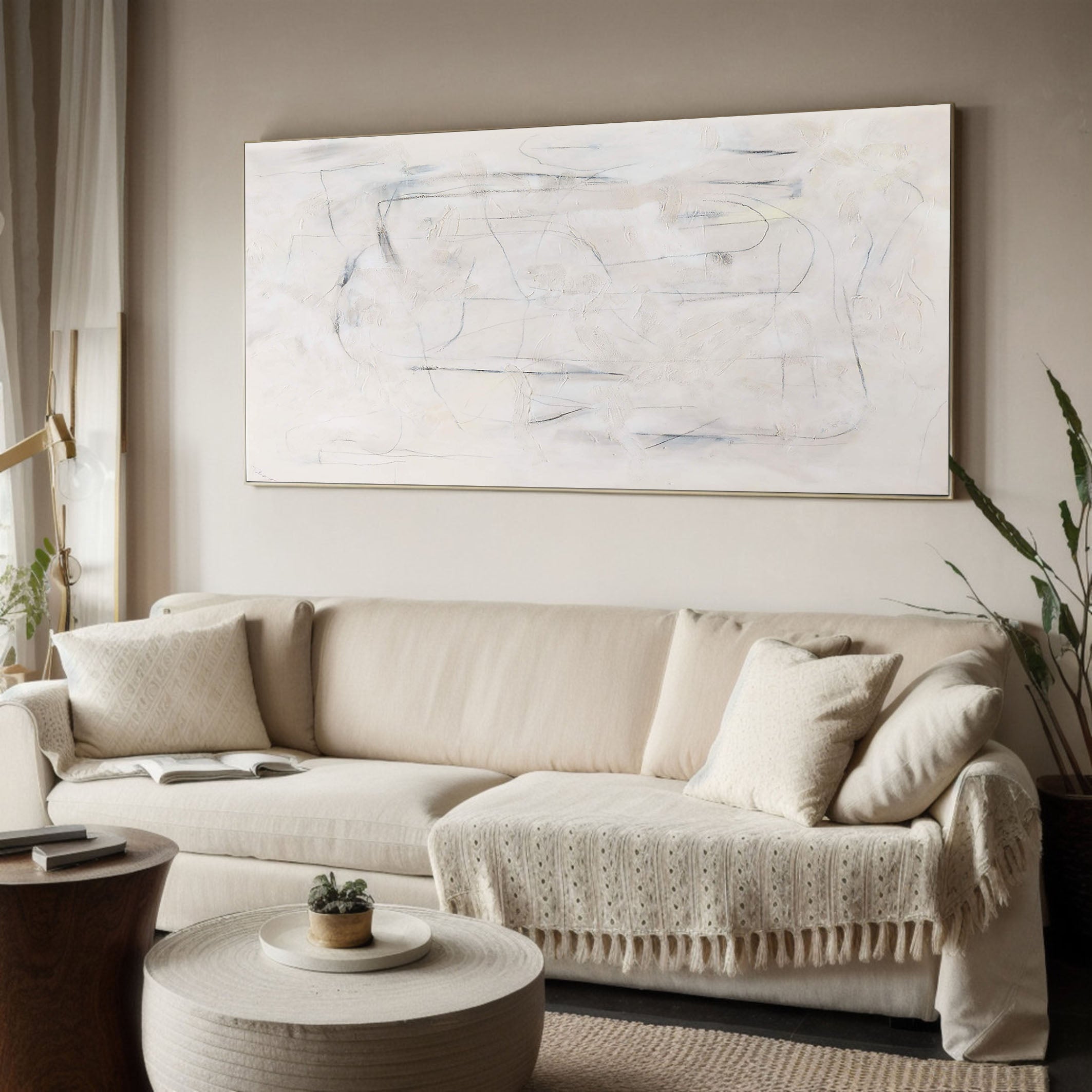 Minimalist Abstract Oil Painting - Subtle Lines #TC 139