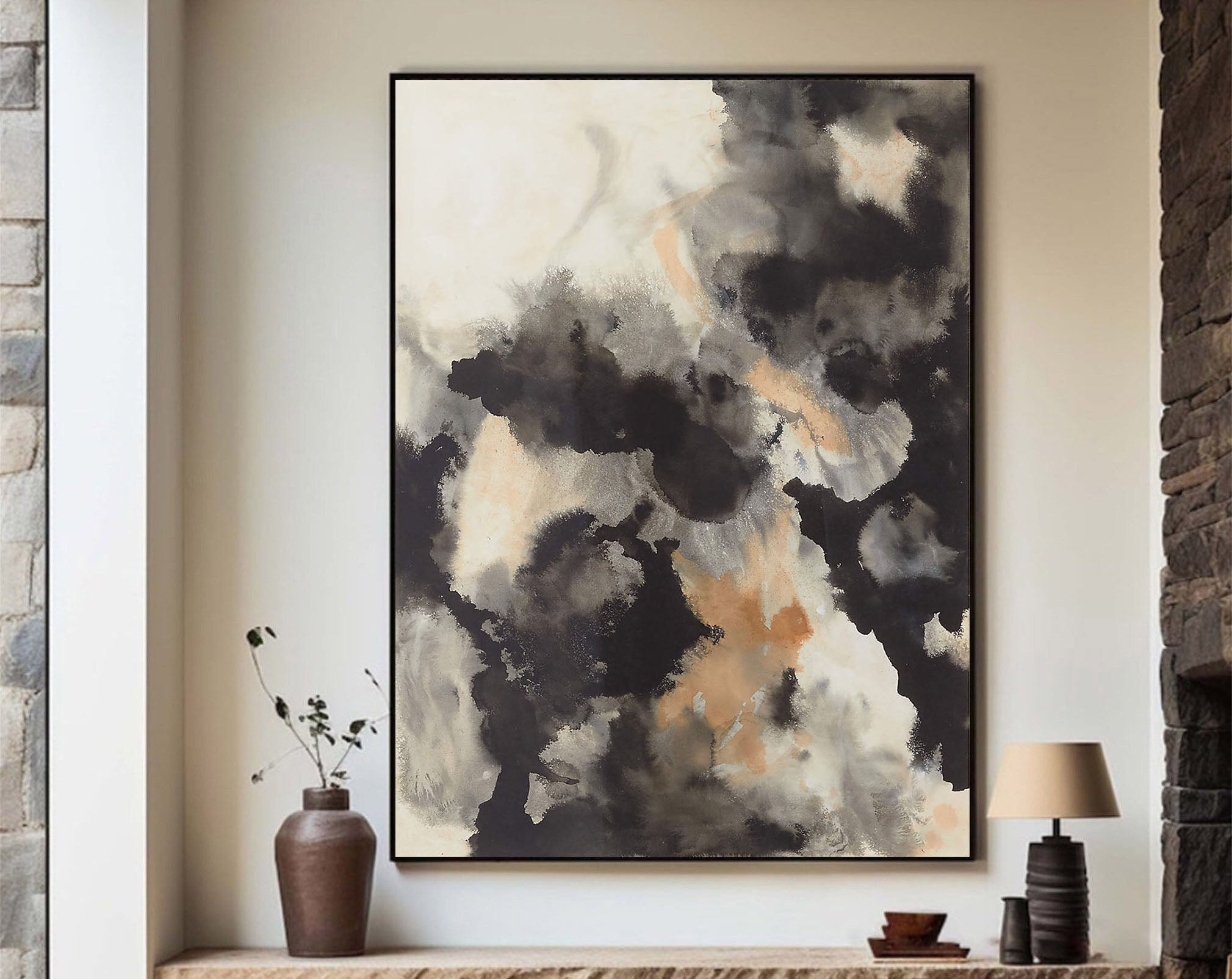 Fluid Abstract Art Painting - Black & White #TC 128