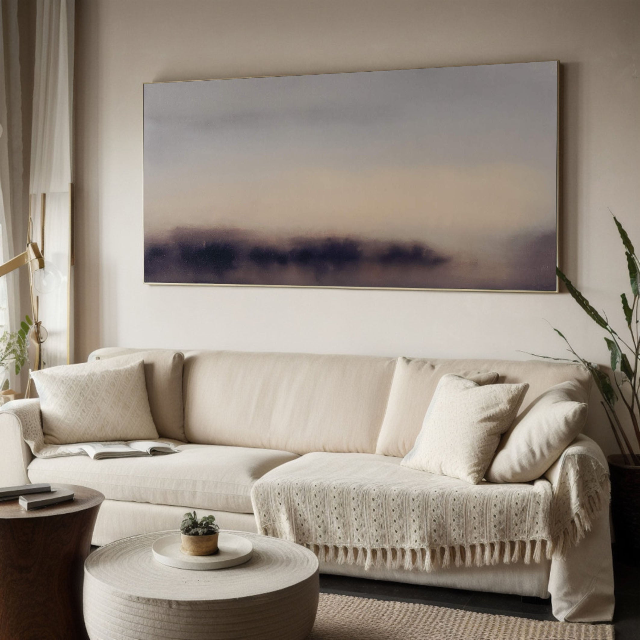 Handmade Misty Landscape Abstract Oil Painting #TC 142