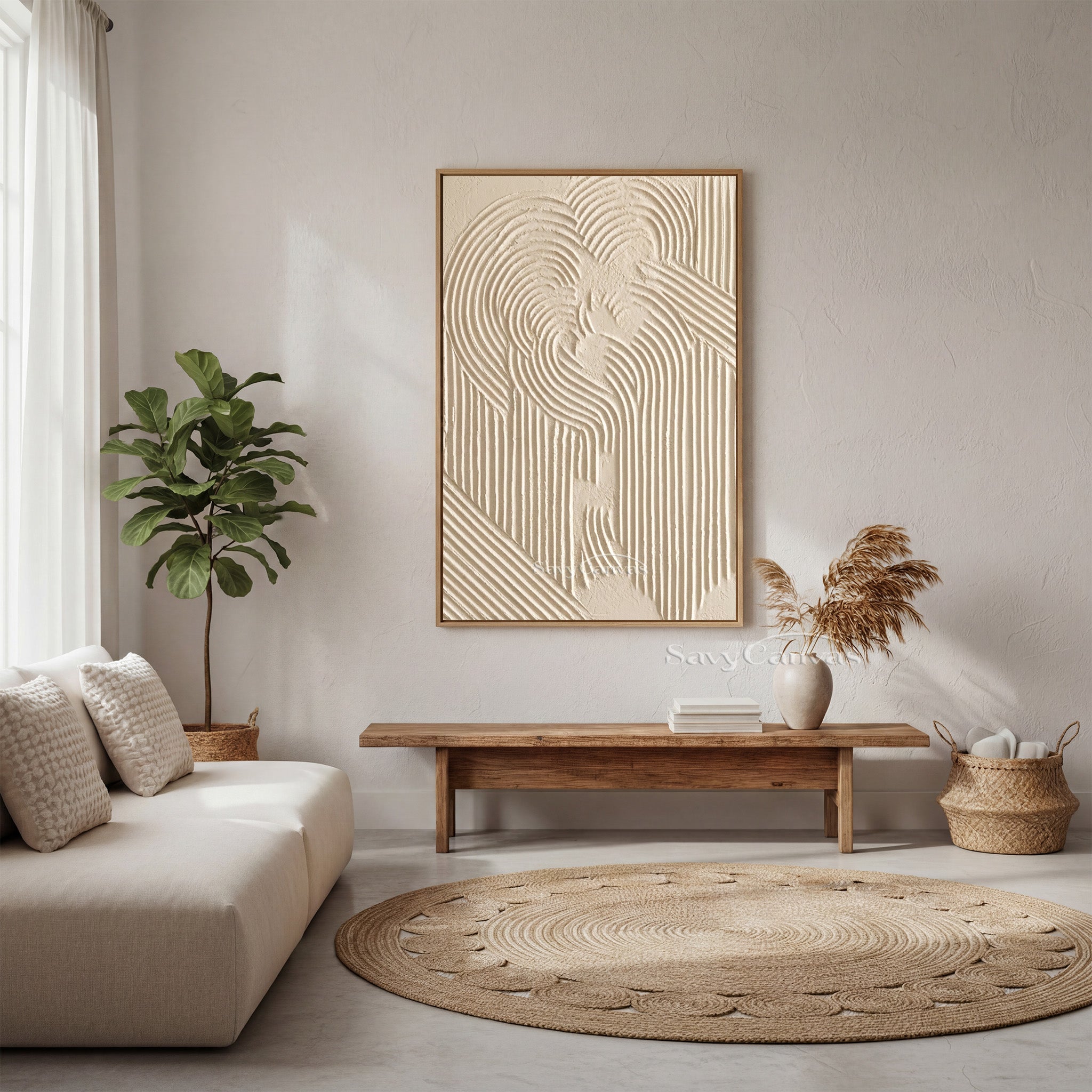 Wabi-Sabi Style Textured Painting| Beige Abstract 3D Art Piece #SS 012