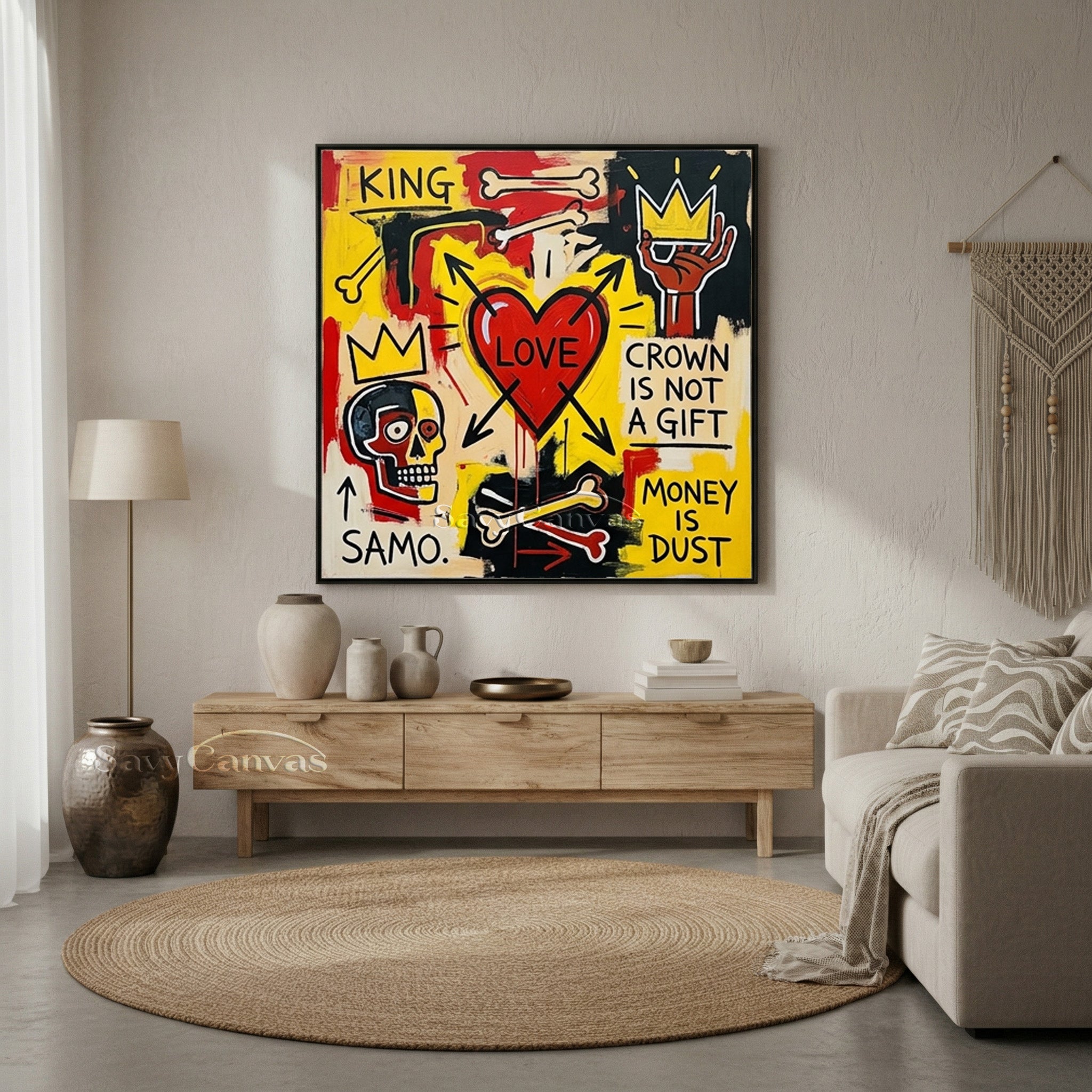 Basquiat Style "Love is King" Art | Neo-Expressionism #AA 536