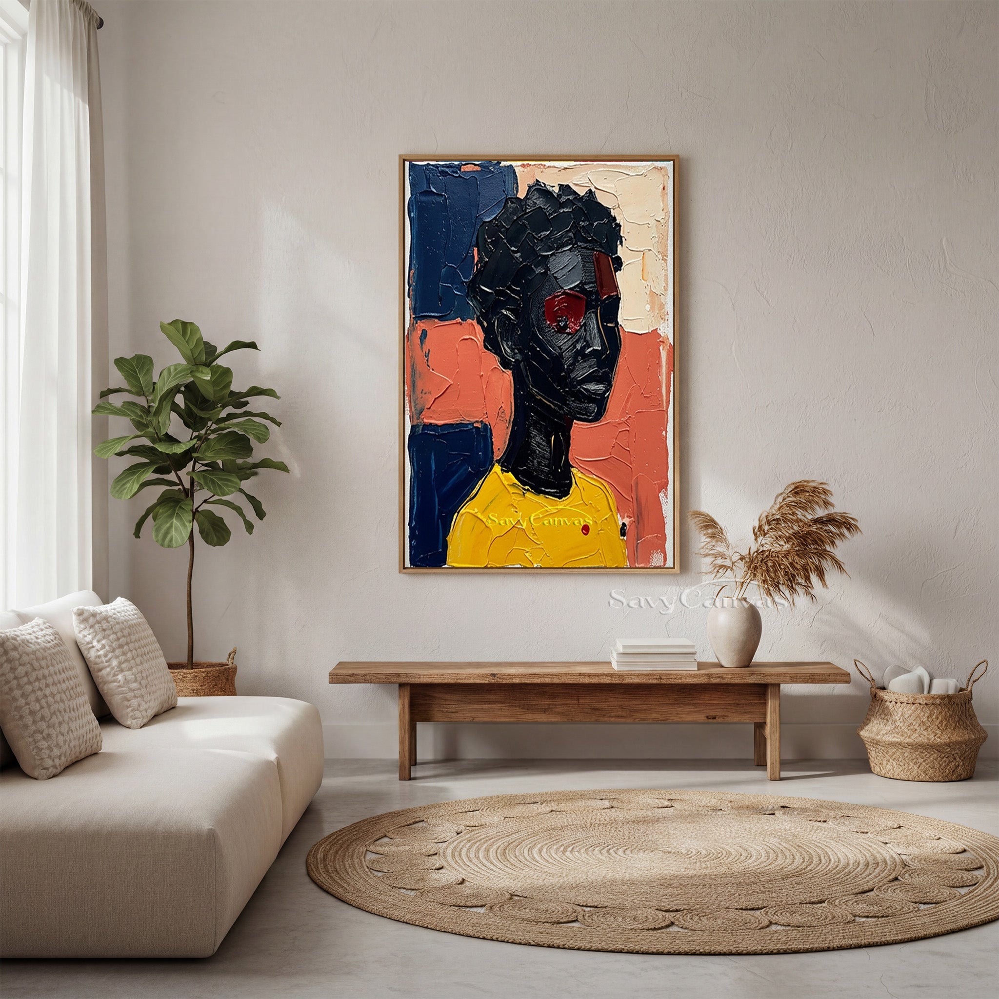 Textured Abstract Portrait Canvas | Bold Impasto Wall Art #AA 534