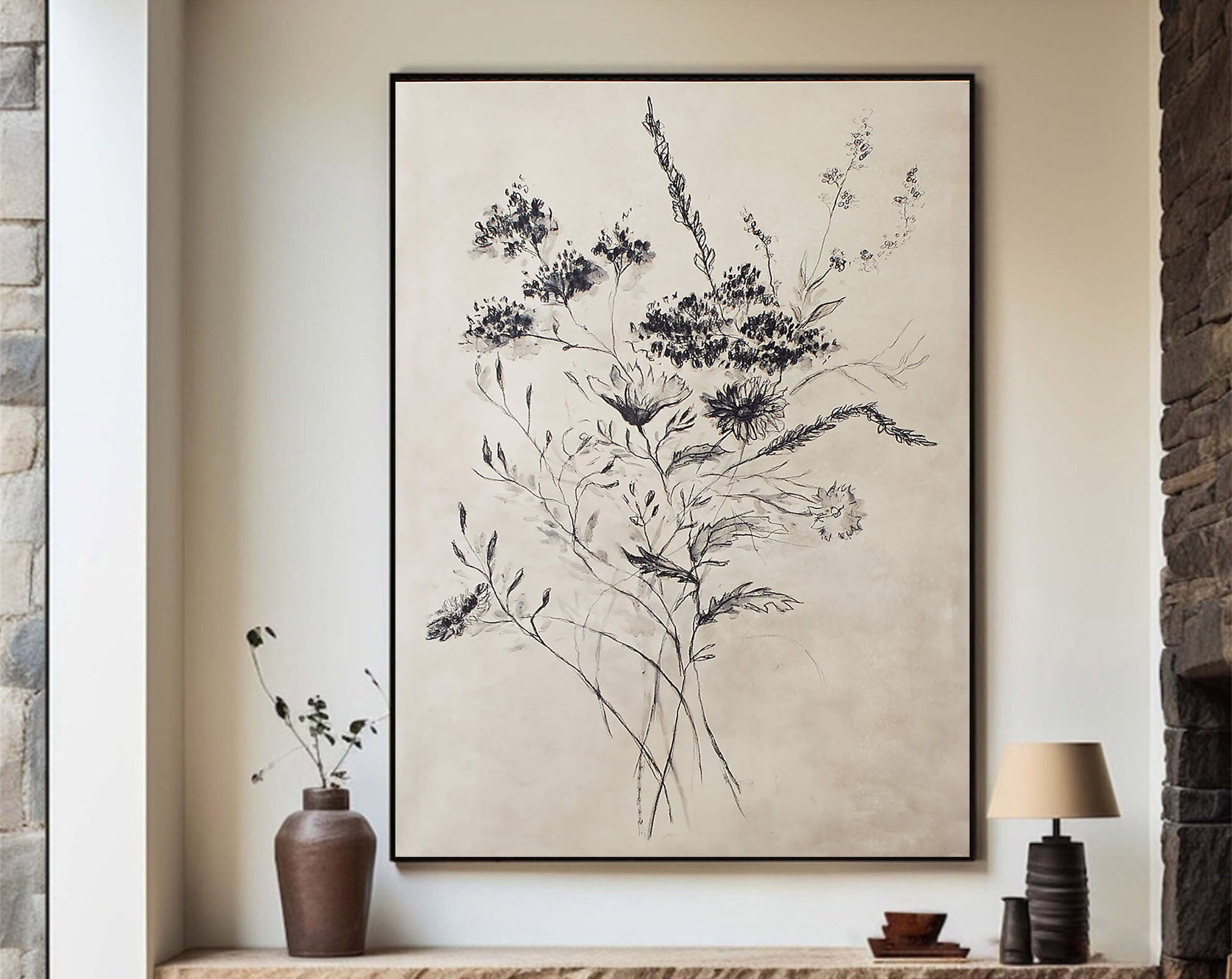 Hand Painted Floral Art - Botanical Drawing Canvas #TC 124