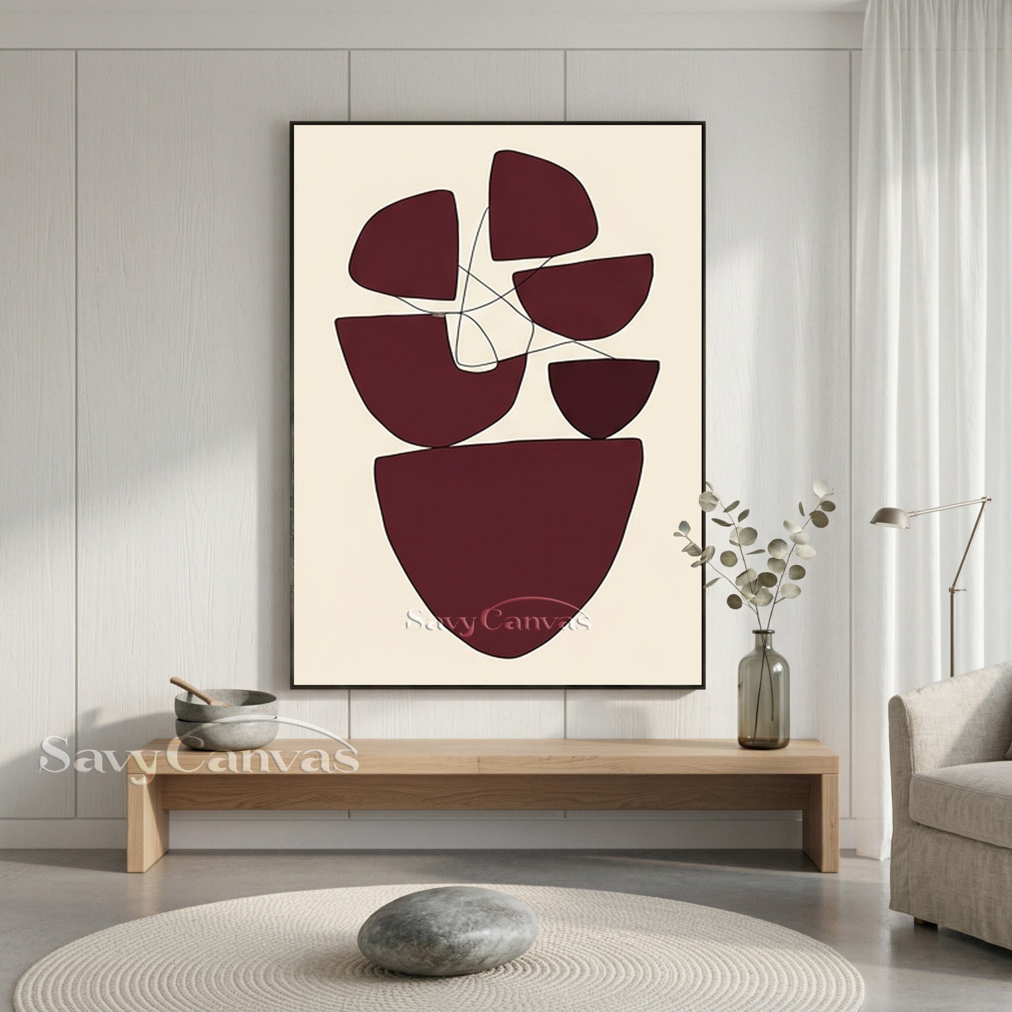 Japandi Style Abstract Art | Minimalist Line & Shape Decor #AA 507
