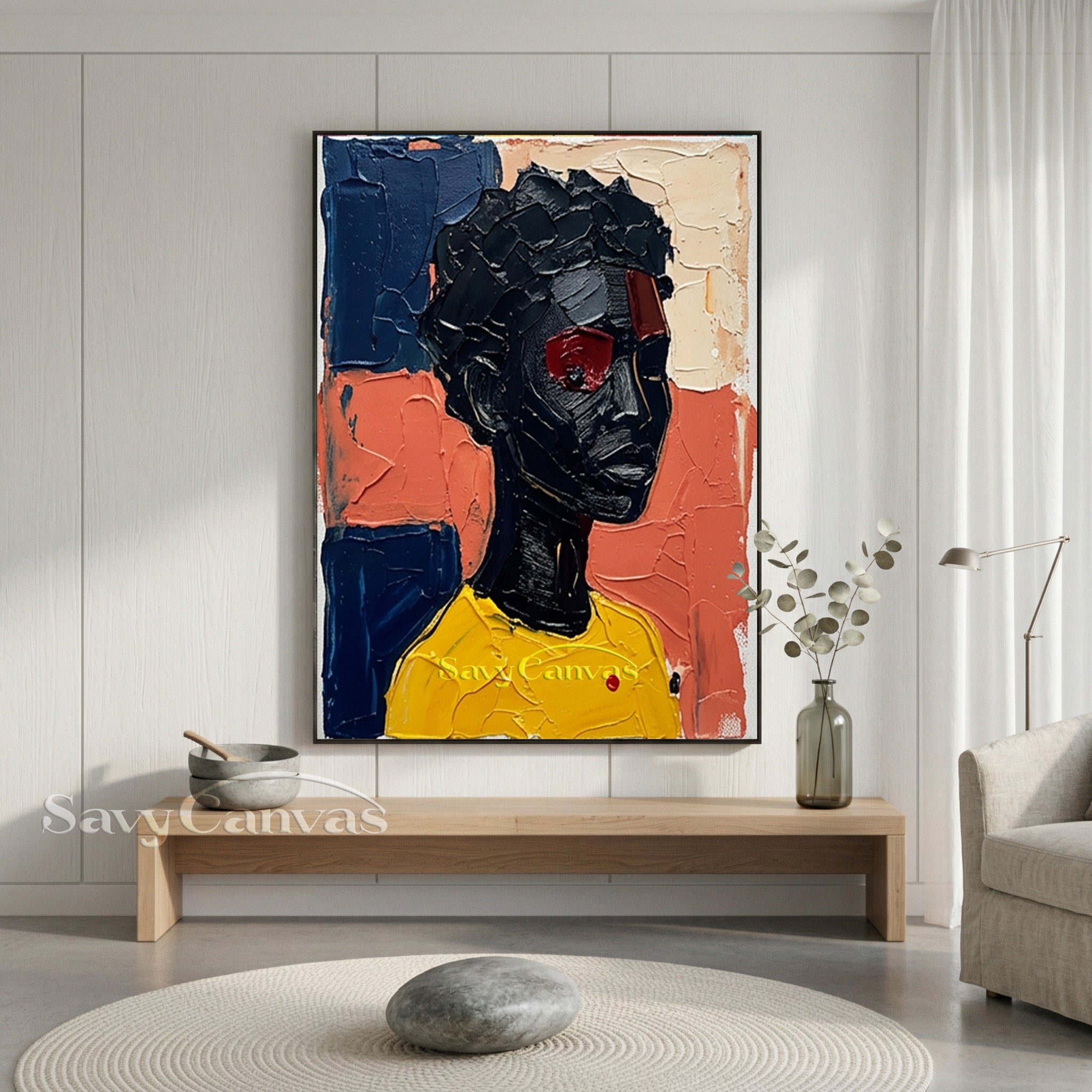 Textured Abstract Portrait Canvas | Bold Impasto Wall Art #AA 534