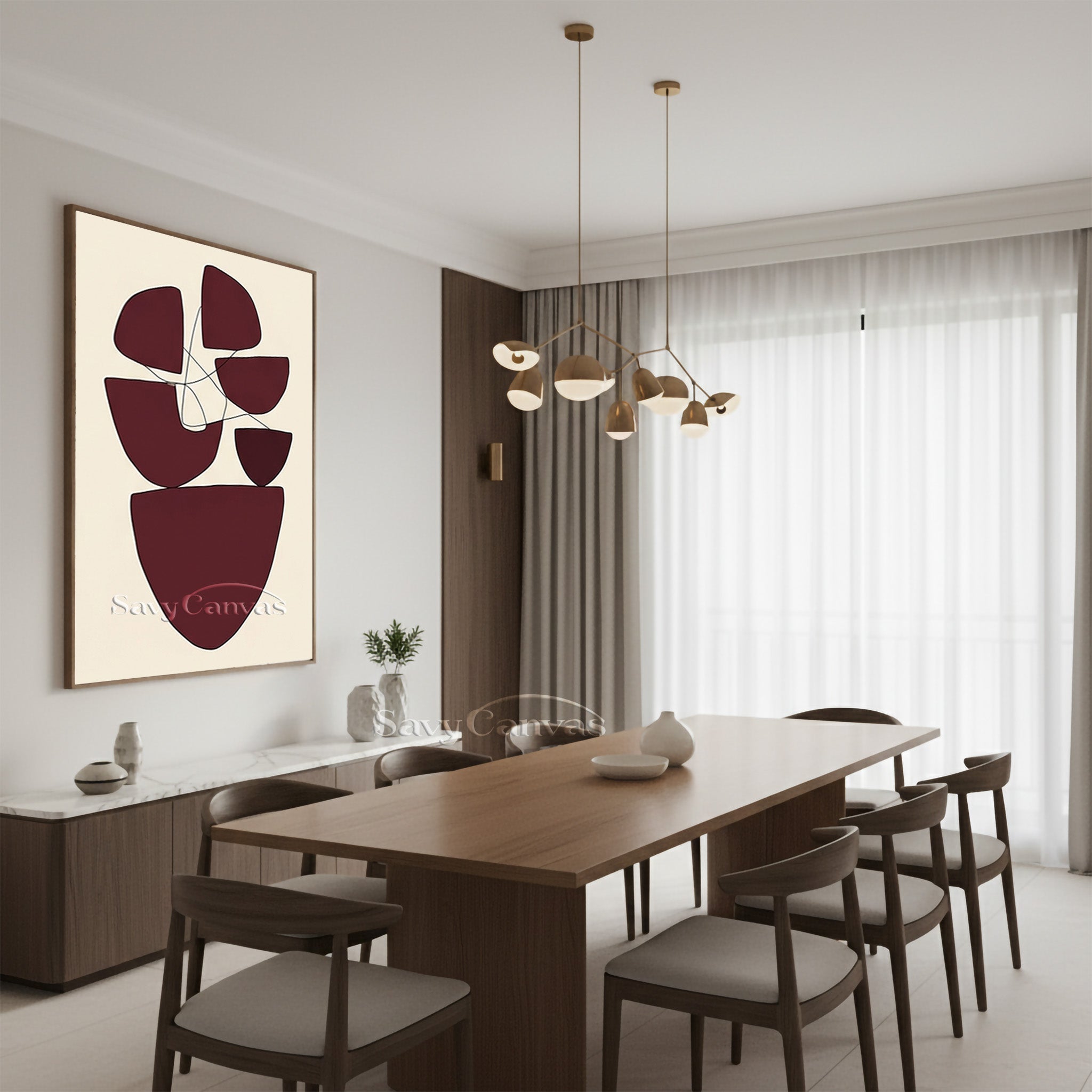 Japandi Style Abstract Art | Minimalist Line & Shape Decor #AA 507