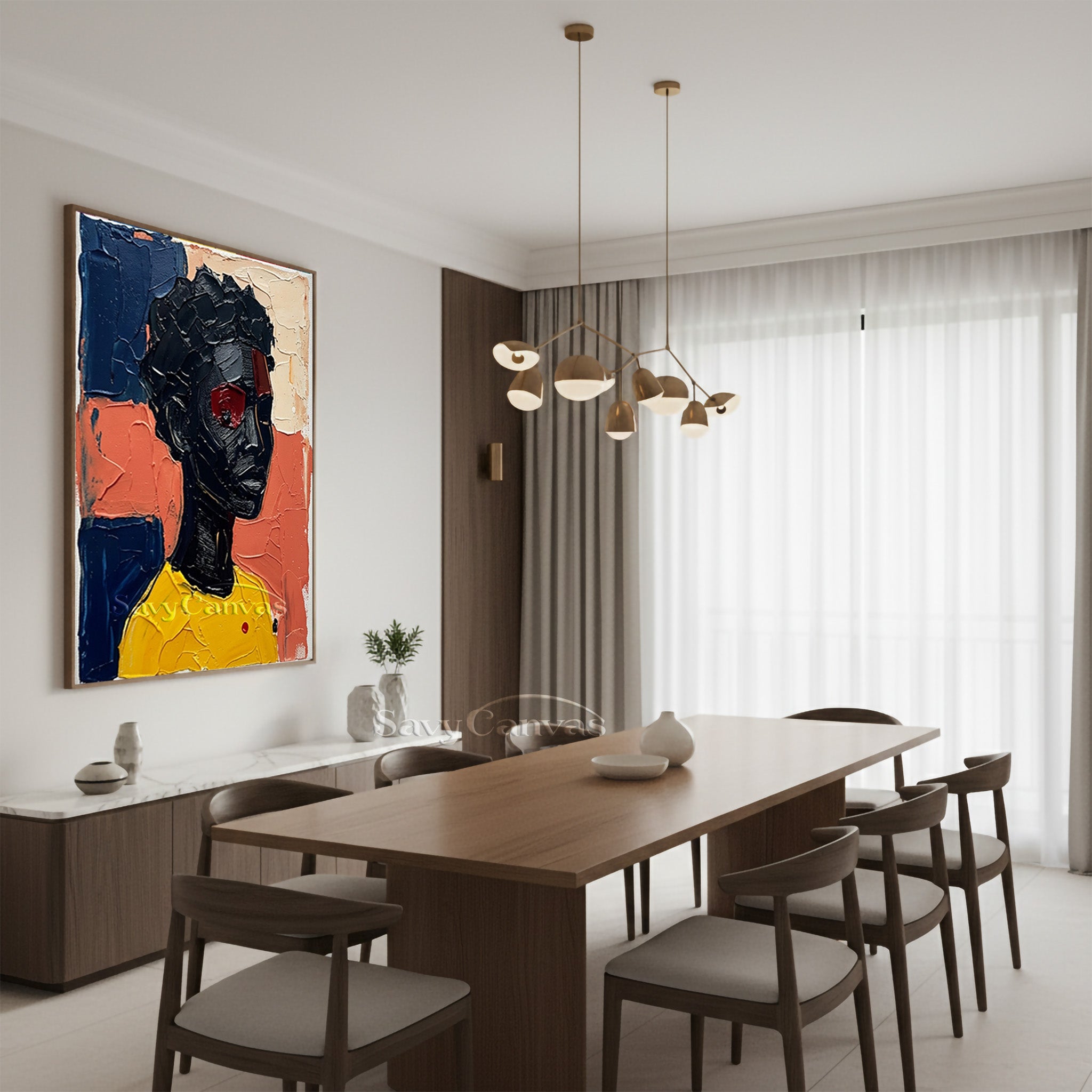 Textured Abstract Portrait Canvas | Bold Impasto Wall Art #AA 534