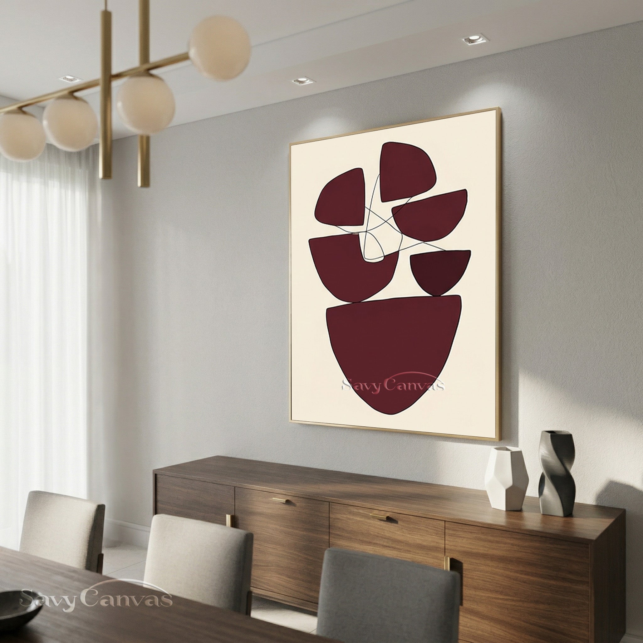 Japandi Style Abstract Art | Minimalist Line & Shape Decor #AA 507