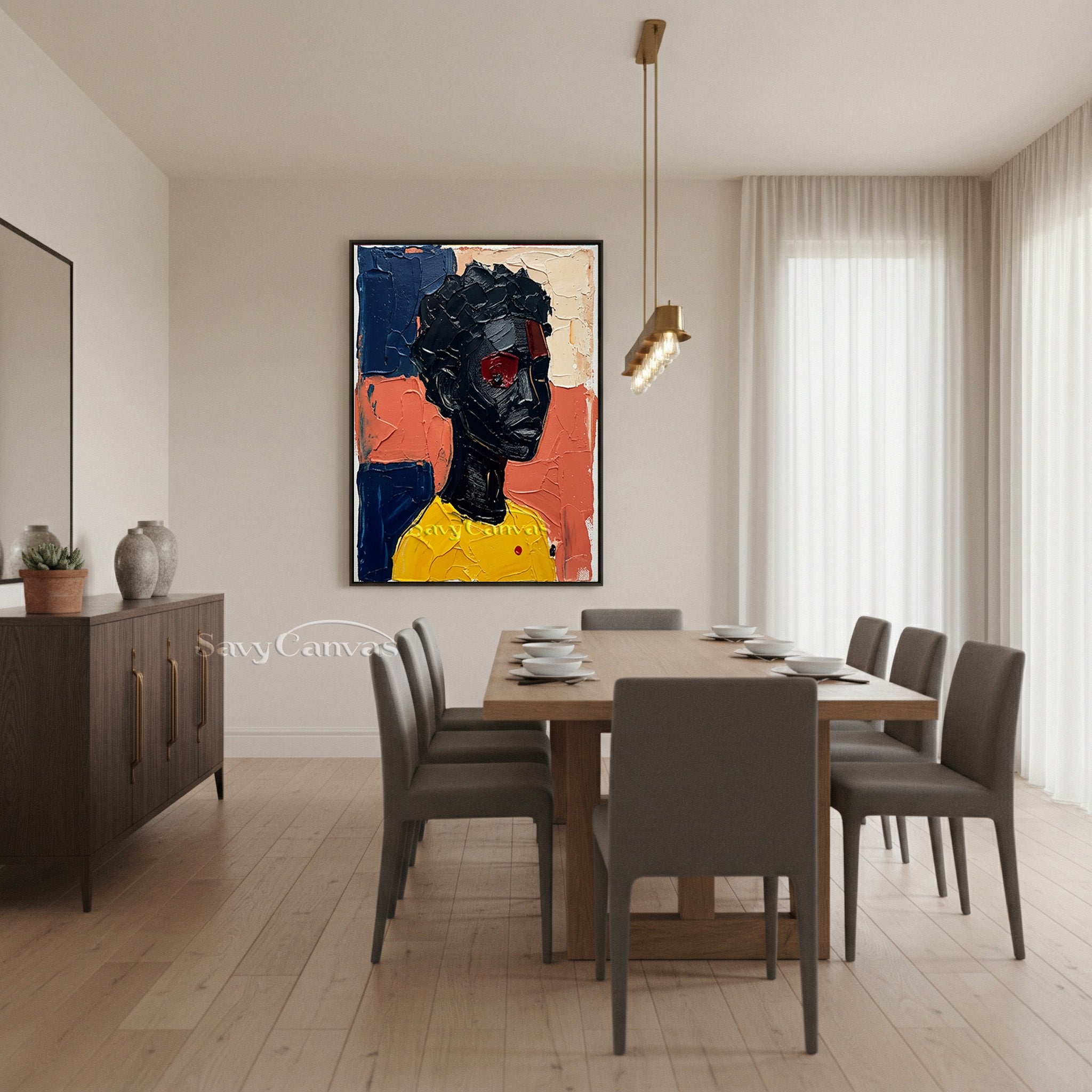Textured Abstract Portrait Canvas | Bold Impasto Wall Art #AA 534