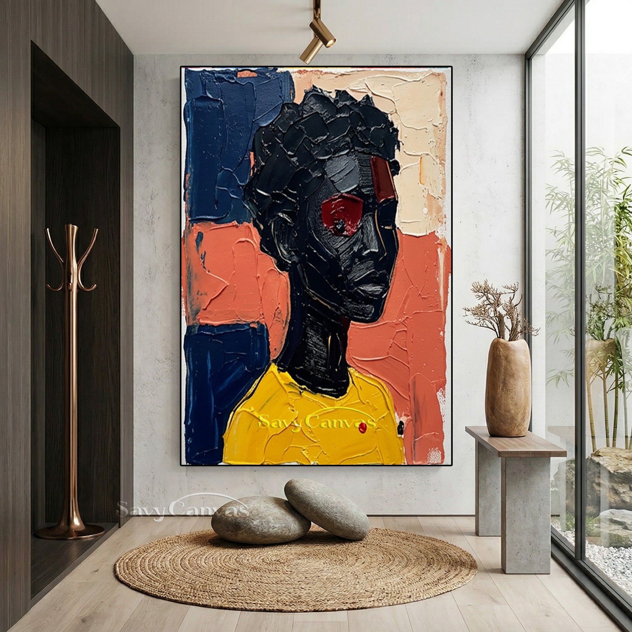 Textured Abstract Portrait Canvas | Bold Impasto Wall Art #AA 534