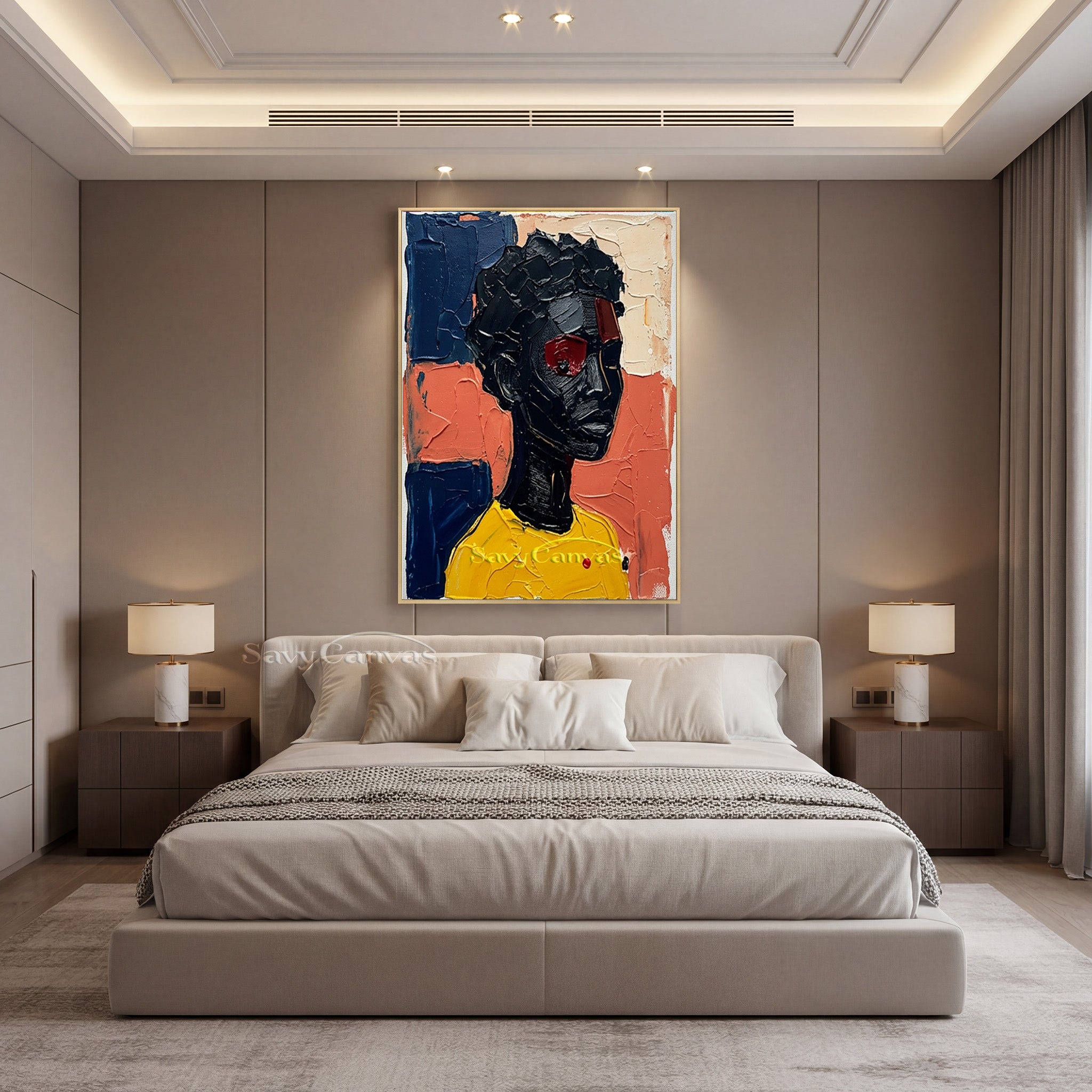 Textured Abstract Portrait Canvas | Bold Impasto Wall Art #AA 534