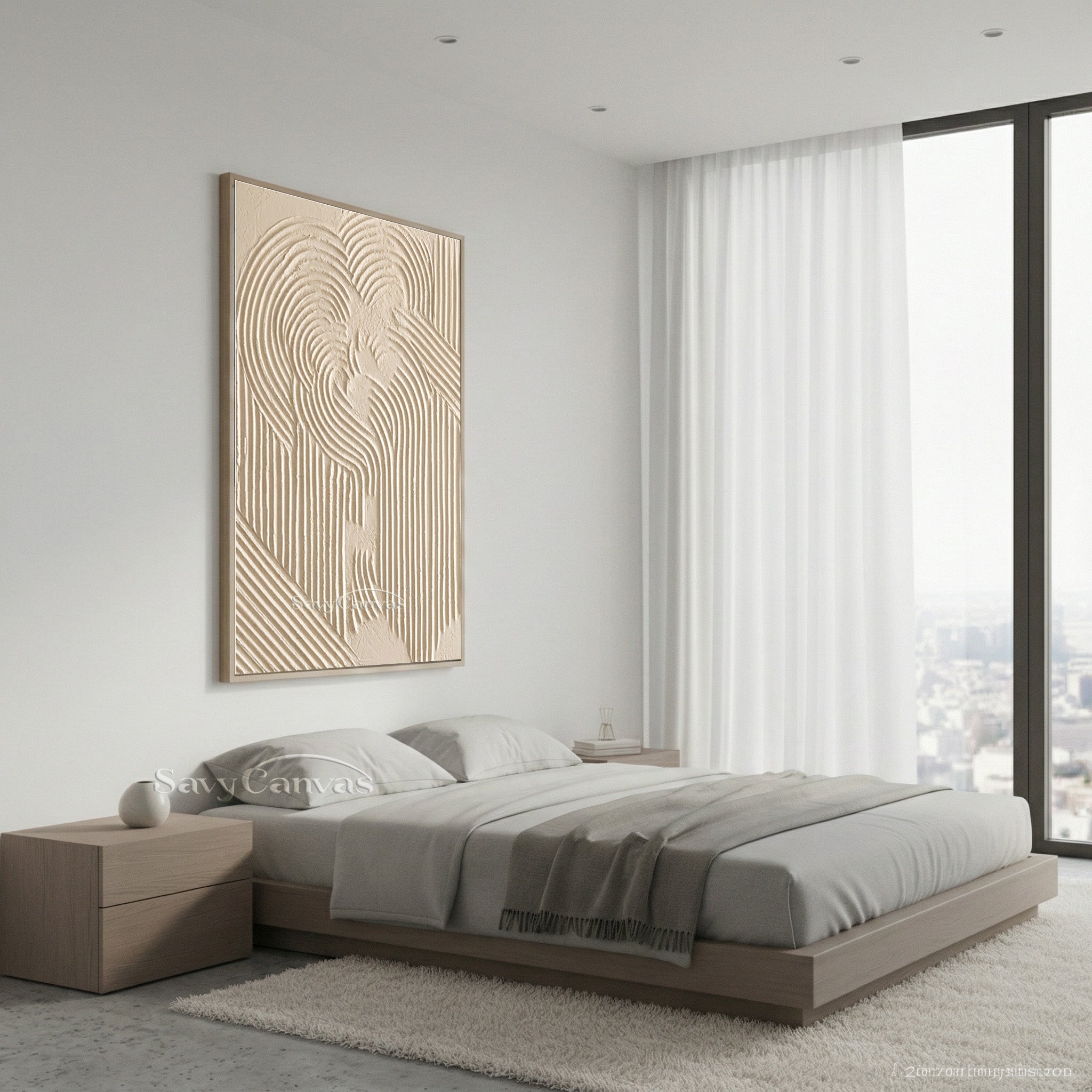 Wabi-Sabi Style Textured Painting| Beige Abstract 3D Art Piece #SS 012
