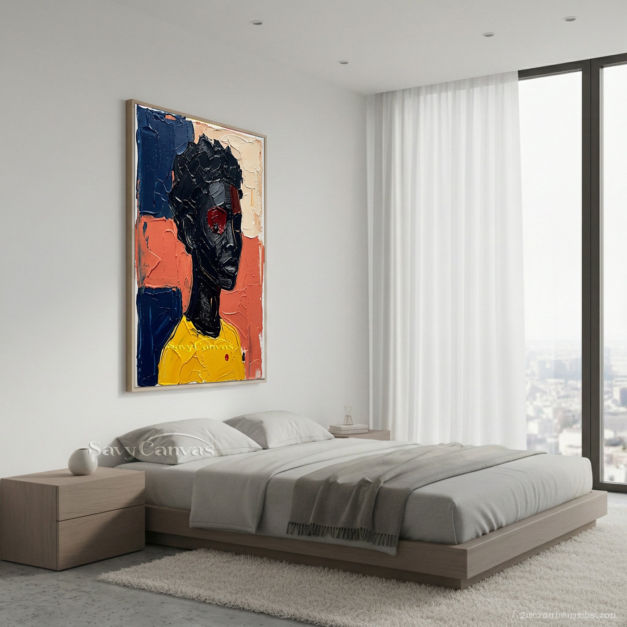 Textured Abstract Portrait Canvas | Bold Impasto Wall Art #AA 534