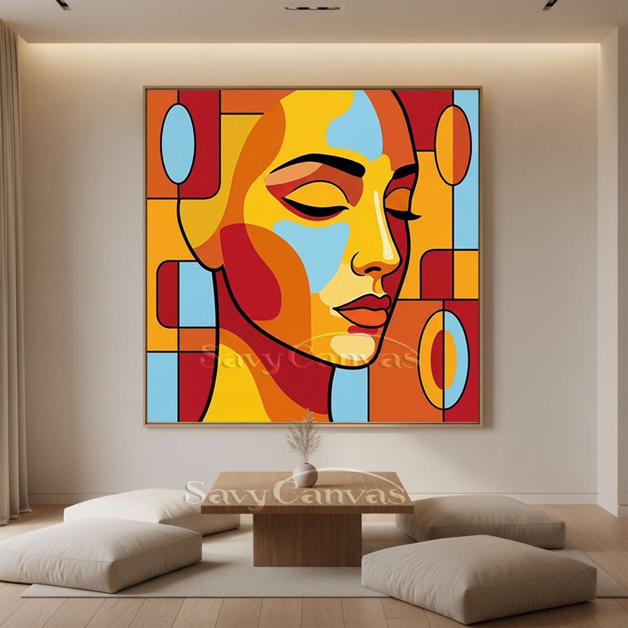 Colorful Serene Face Art | Vibrant Contemplative Portrait