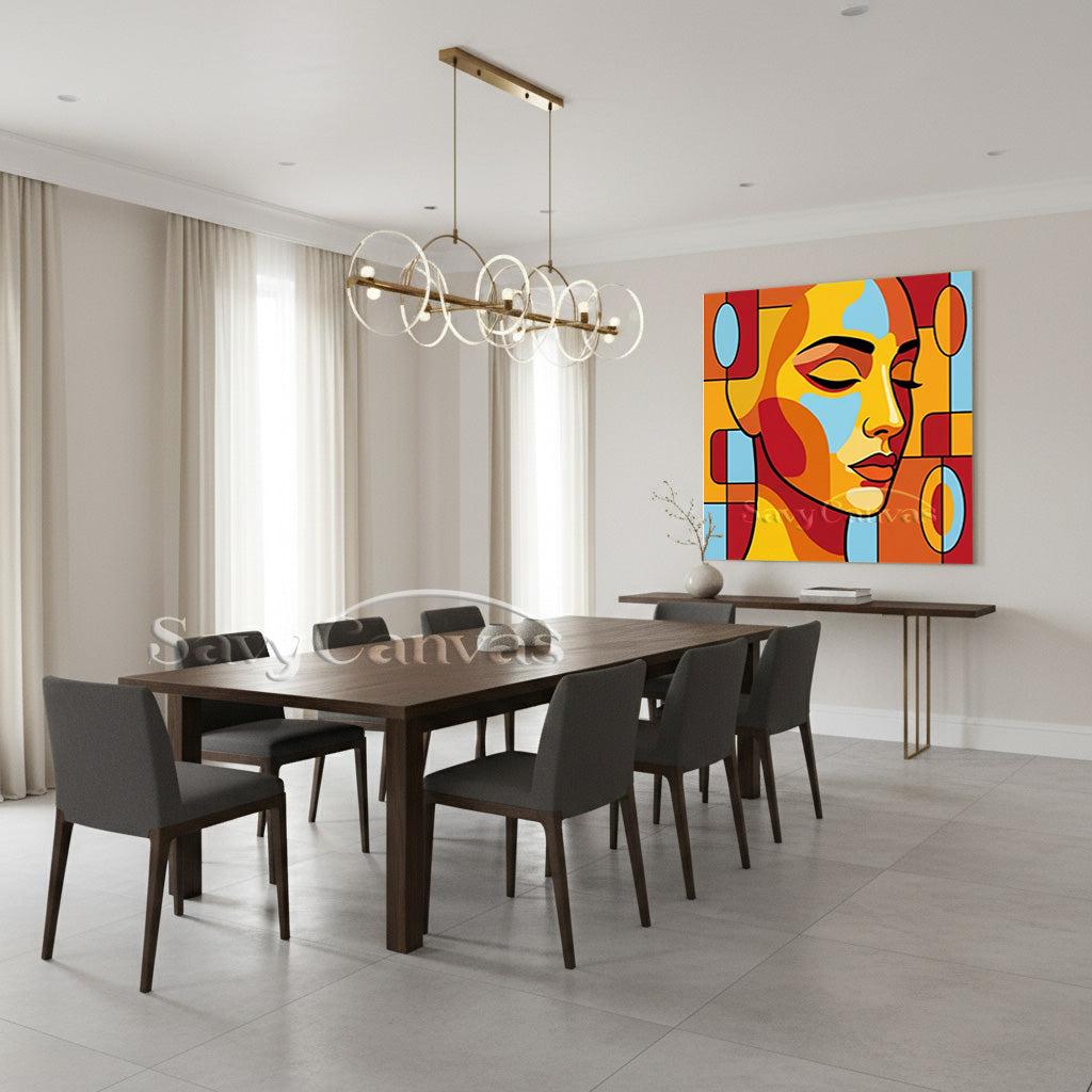 Modern Pop Art Portrait | Abstract Cubist Face Painting #AA 489