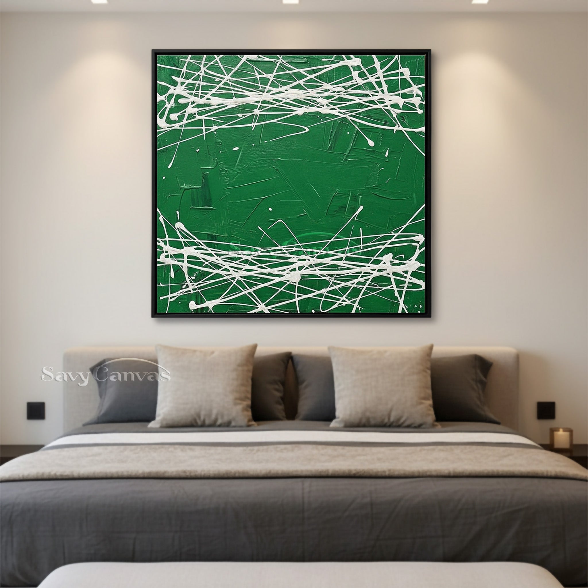 Forest Green Abstract Drip Painting | Original Hand-Painted Canvas #JJ 458
