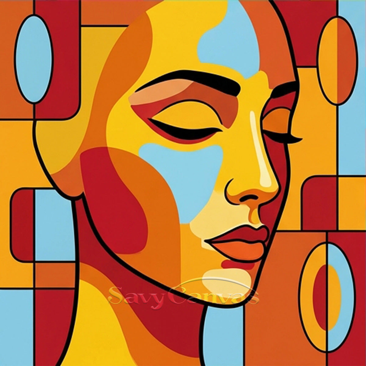 Modern Pop Art Portrait | Abstract Cubist Face Painting #AA 489