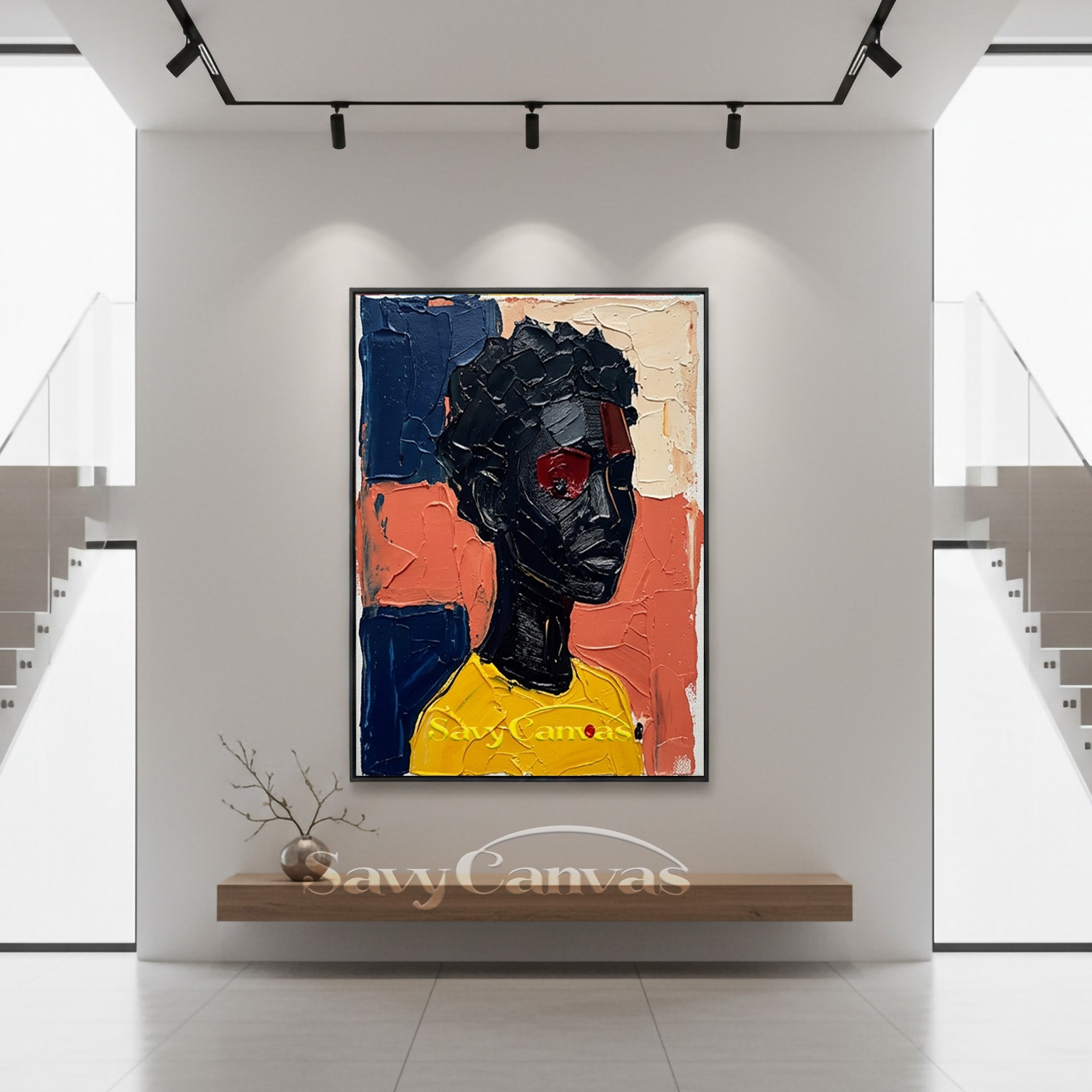 Textured Abstract Portrait Canvas | Bold Impasto Wall Art #AA 534
