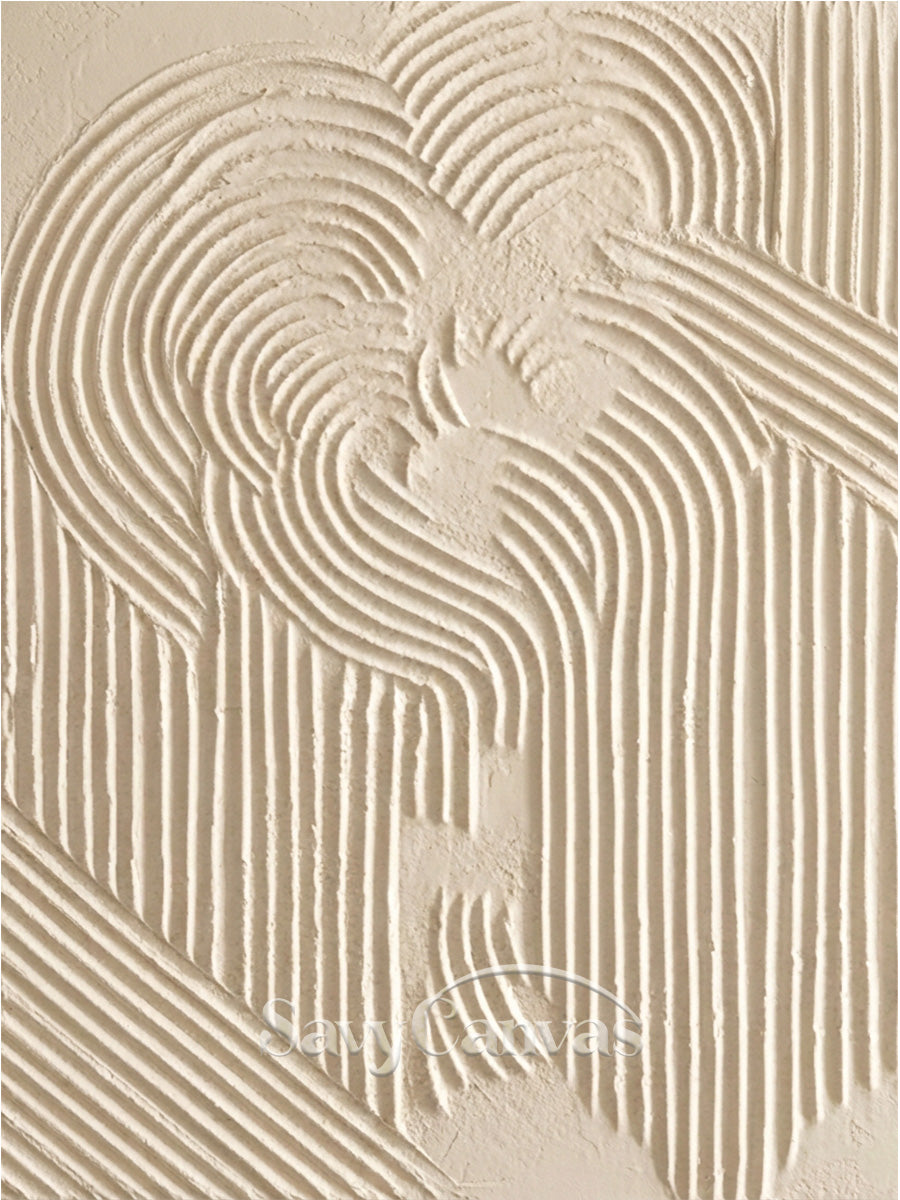 Hand-Painted Neutral Plaster Art - Contemporary Textured Wall Decor