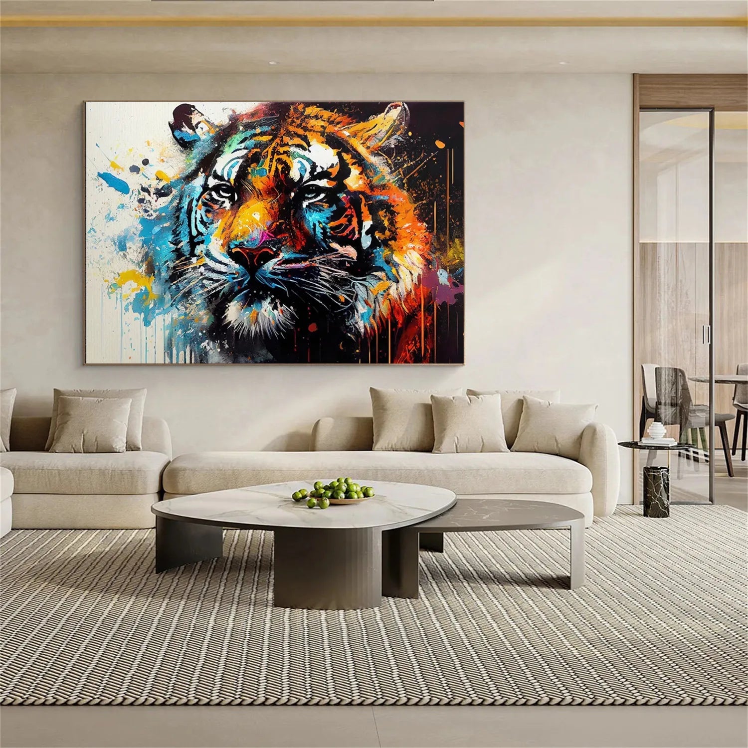 Colorful Tiger Artwork: Wild Animal Splatter Fine Art for Living Room #ZZ 028