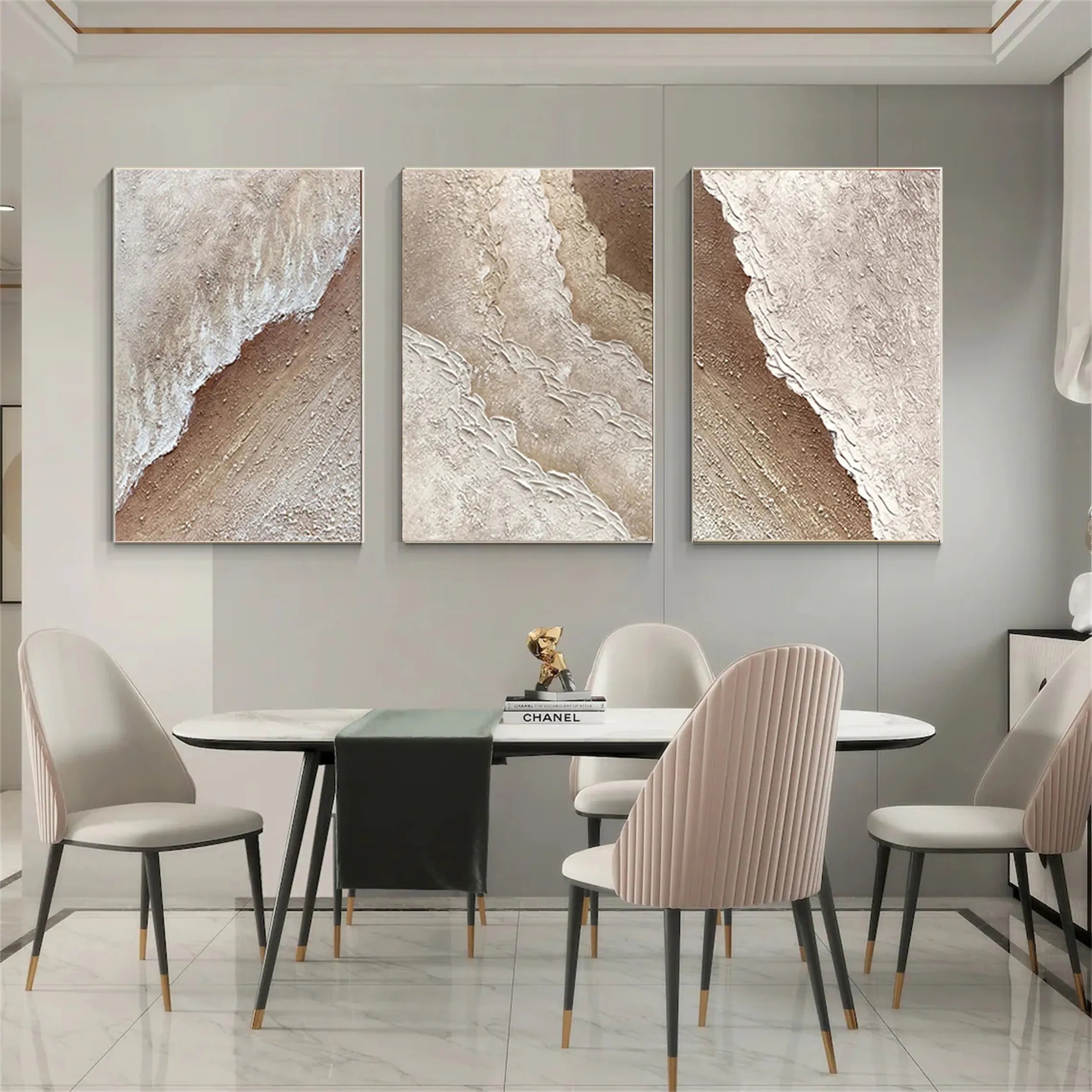 3 piece Beige Modern Wall Art for Living Room  #JJ 211