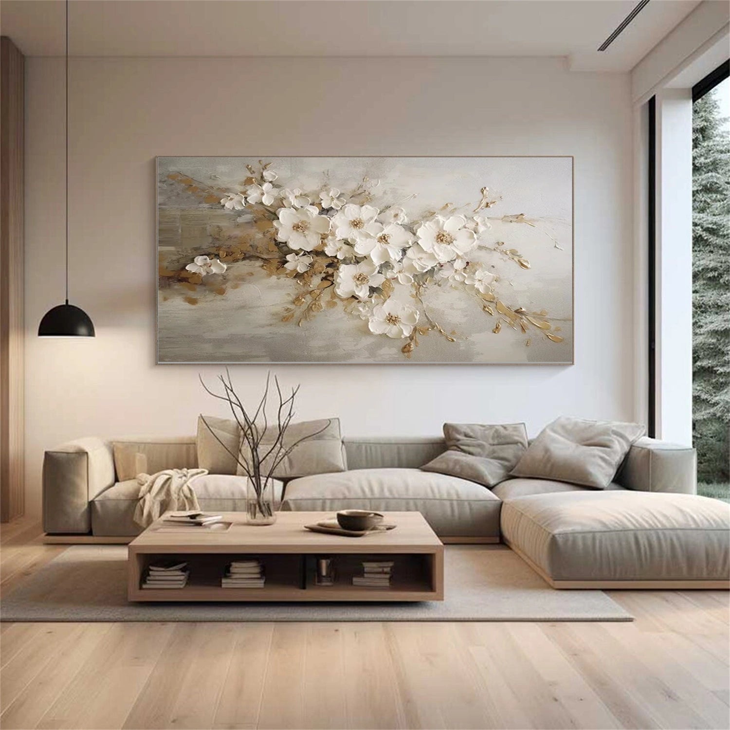 Elegant White Floral Oil Painting | Hand-Painted Art #JJ 297