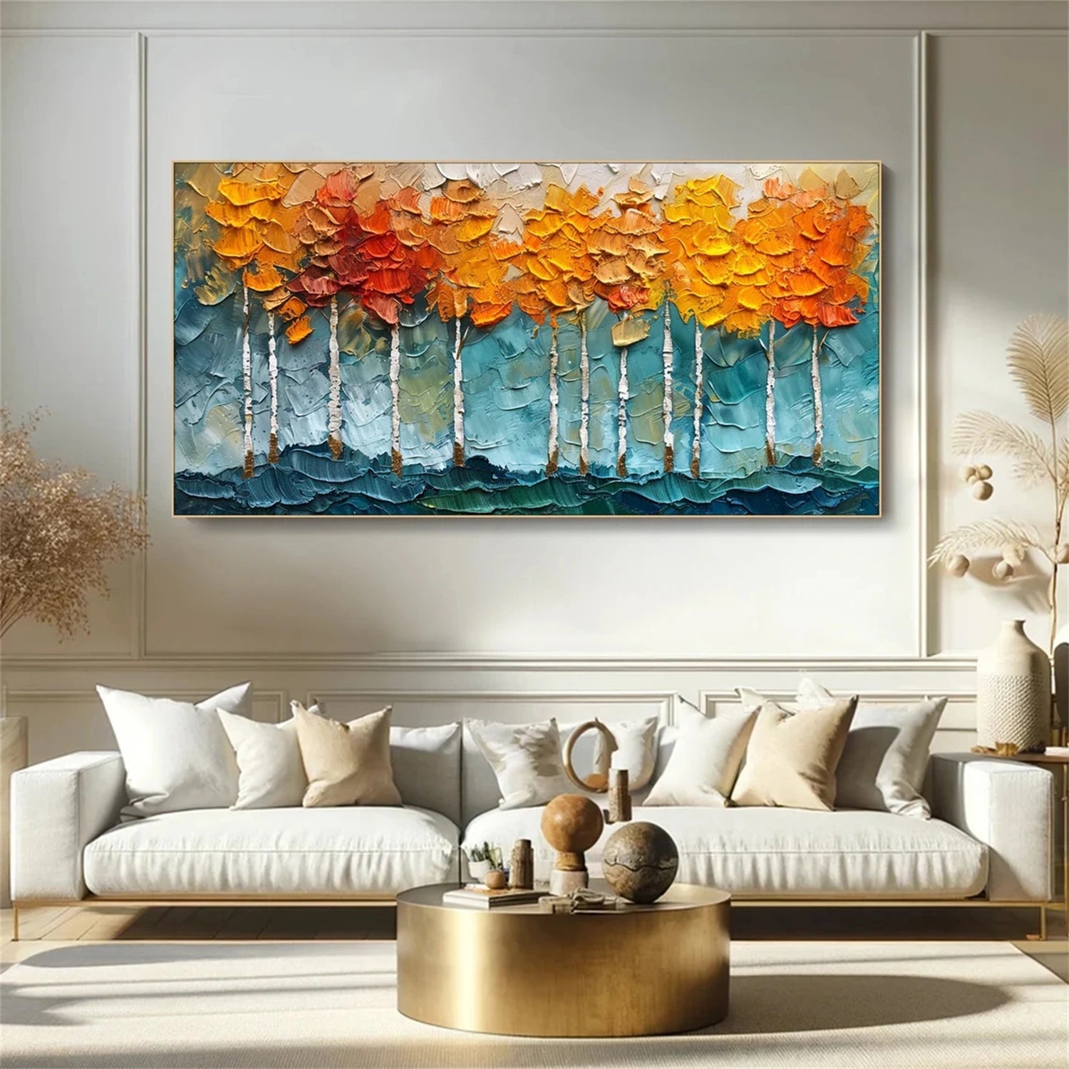 Fall Tree Painting | Textured Aspen Forest Landscape Wall Art #JJ 337