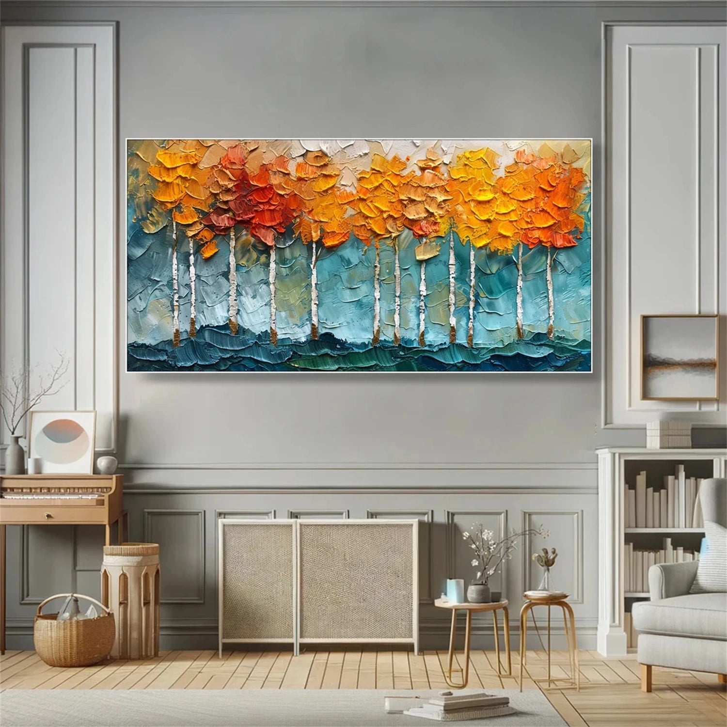 Fall Tree Painting | Textured Aspen Forest Landscape Wall Art #JJ 337