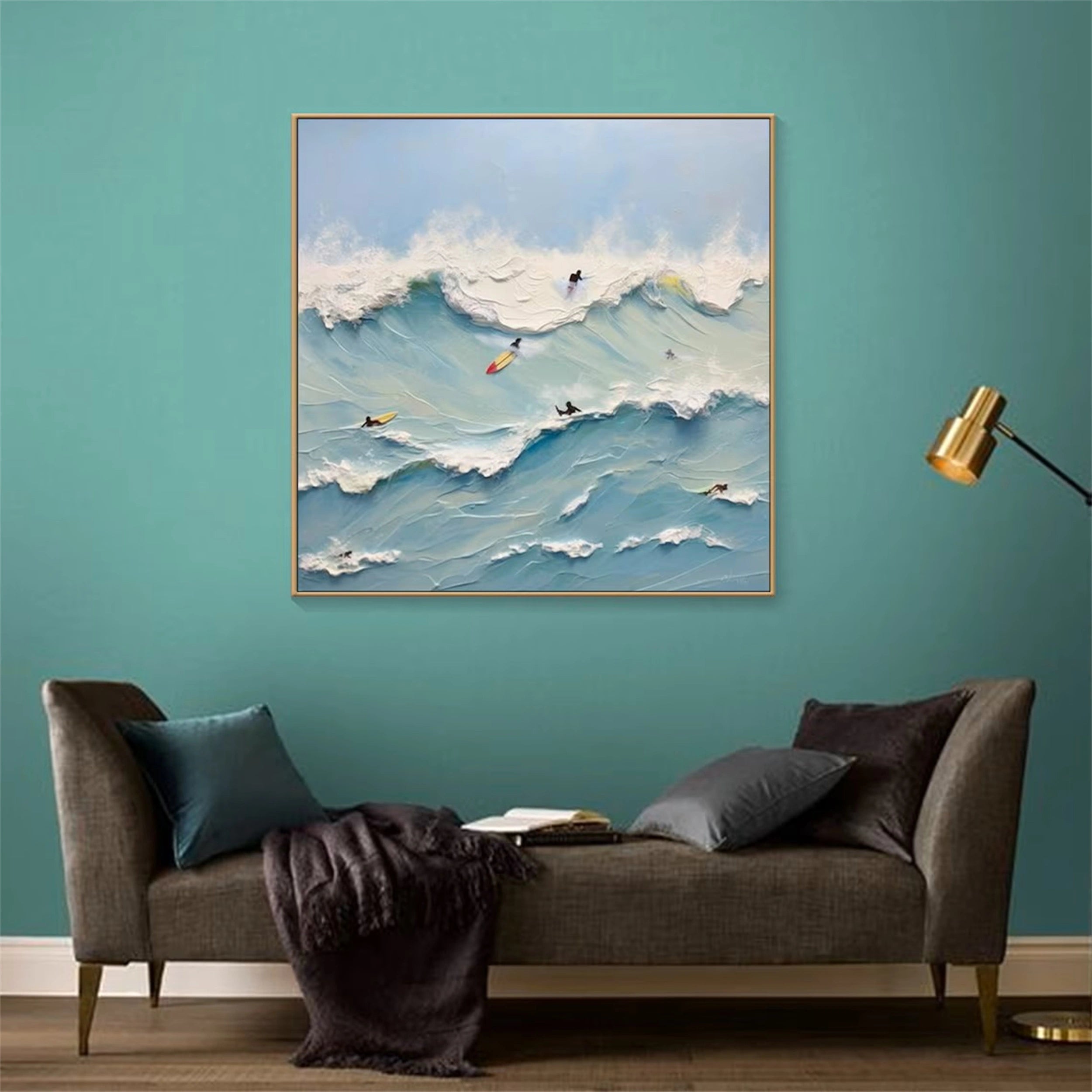 Abstract Surfer Wave  – Vibrant Coastal Wall Art for Home Decor #JJ 278