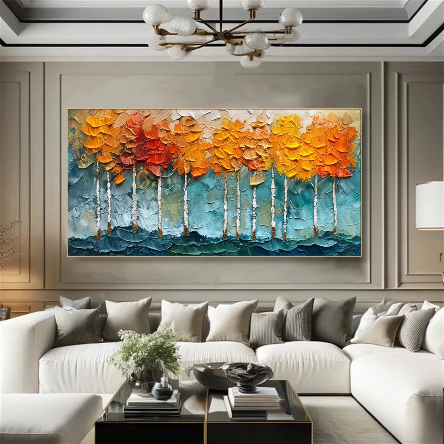 Fall Tree Painting | Textured Aspen Forest Landscape Wall Art #JJ 337