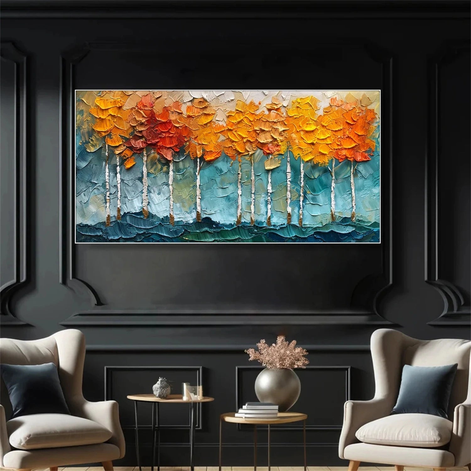 Fall Tree Painting | Textured Aspen Forest Landscape Wall Art #JJ 337