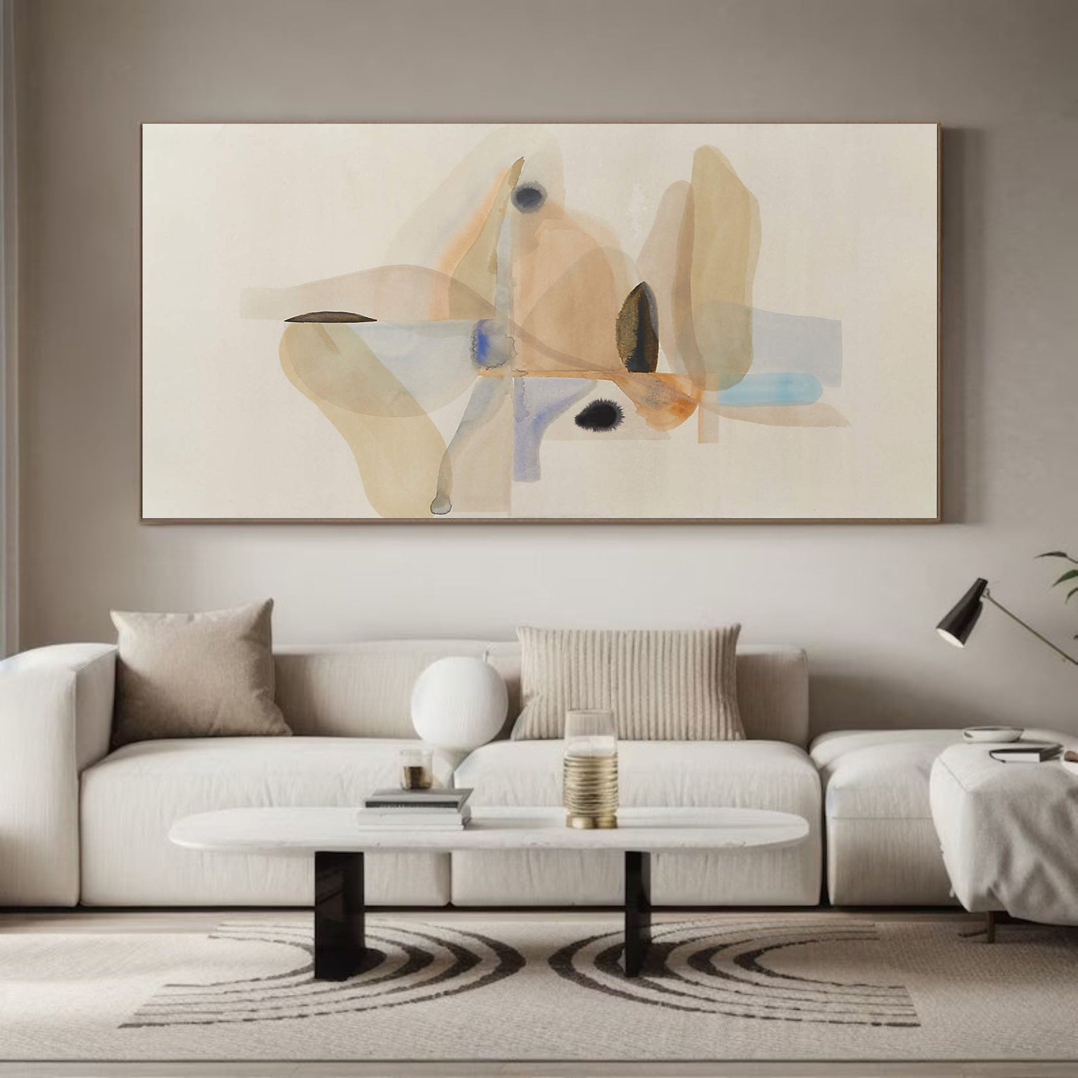 ndmade Neutral Abstract Wall Art with Color Pop