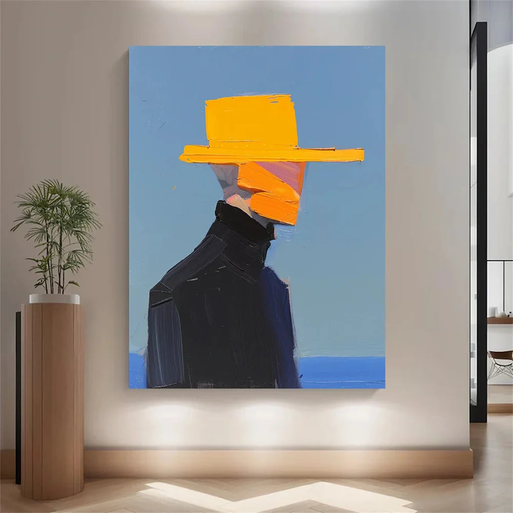 Unique Yellow Hat Abstract Figure - Modern Minimalist Gift