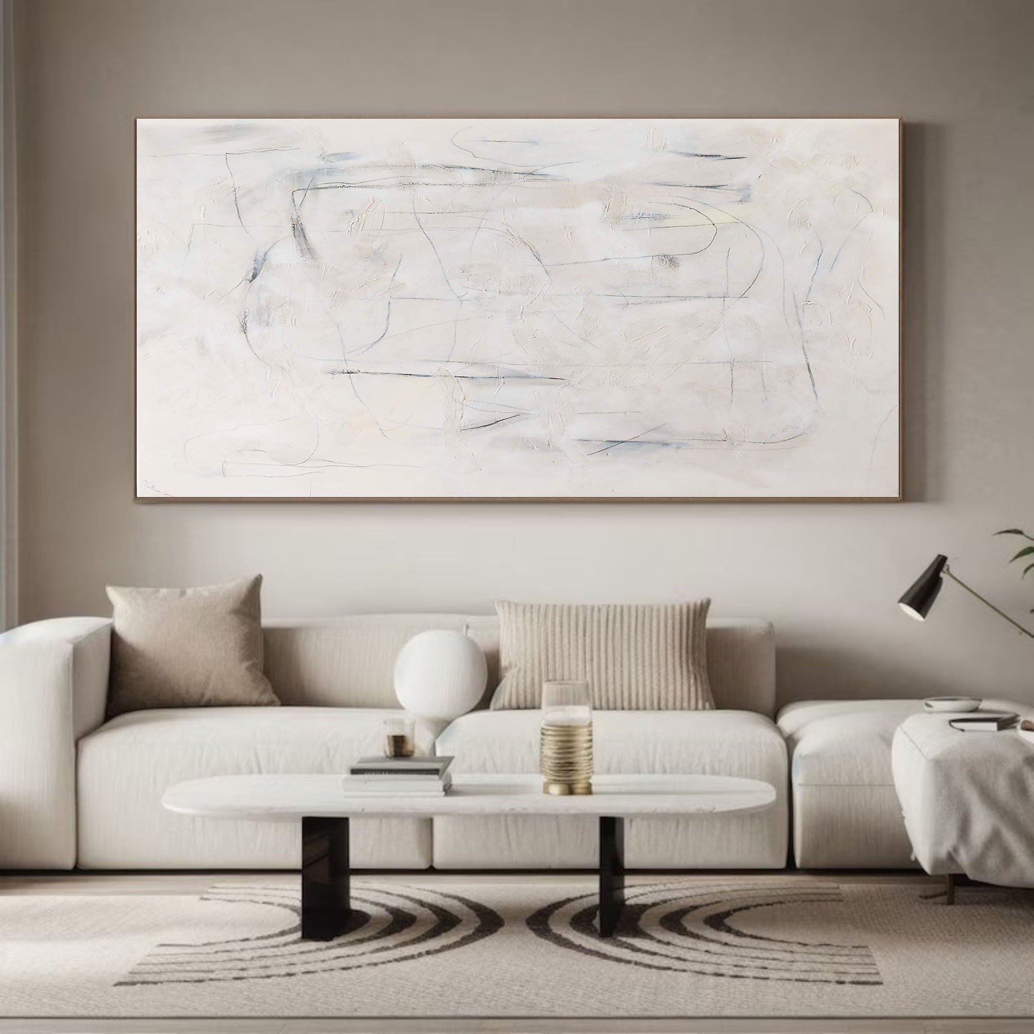 Minimalist Abstract Oil Painting - Subtle Lines #TC 139