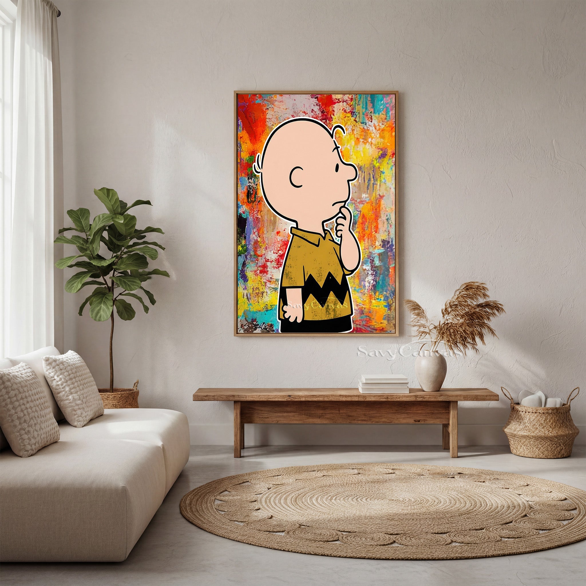 Handmade Cartoon Abstract Oil Painting - Charlie Brown Wall Decor #SS 070