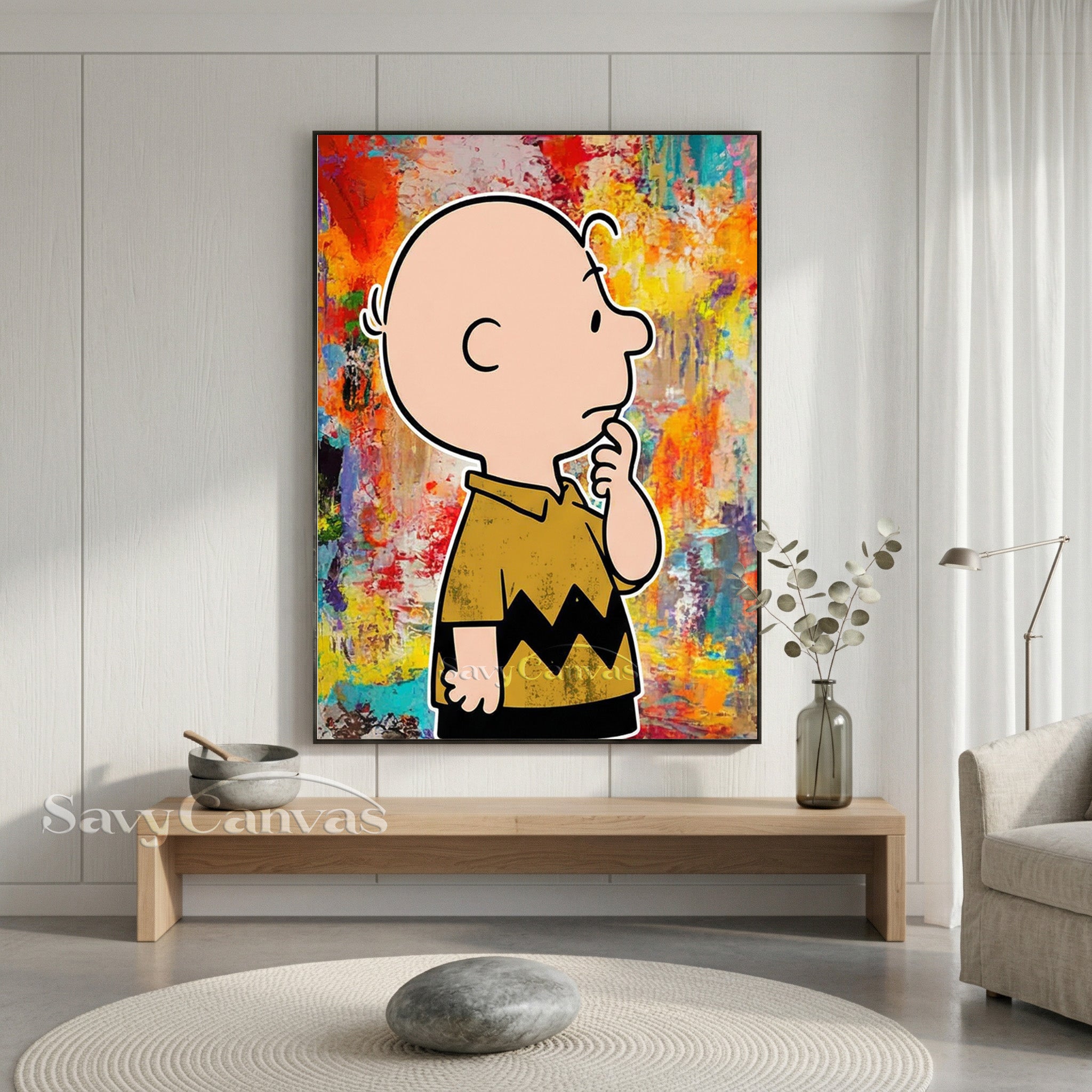 Handmade Cartoon Abstract Oil Painting - Charlie Brown Wall Decor #SS 070