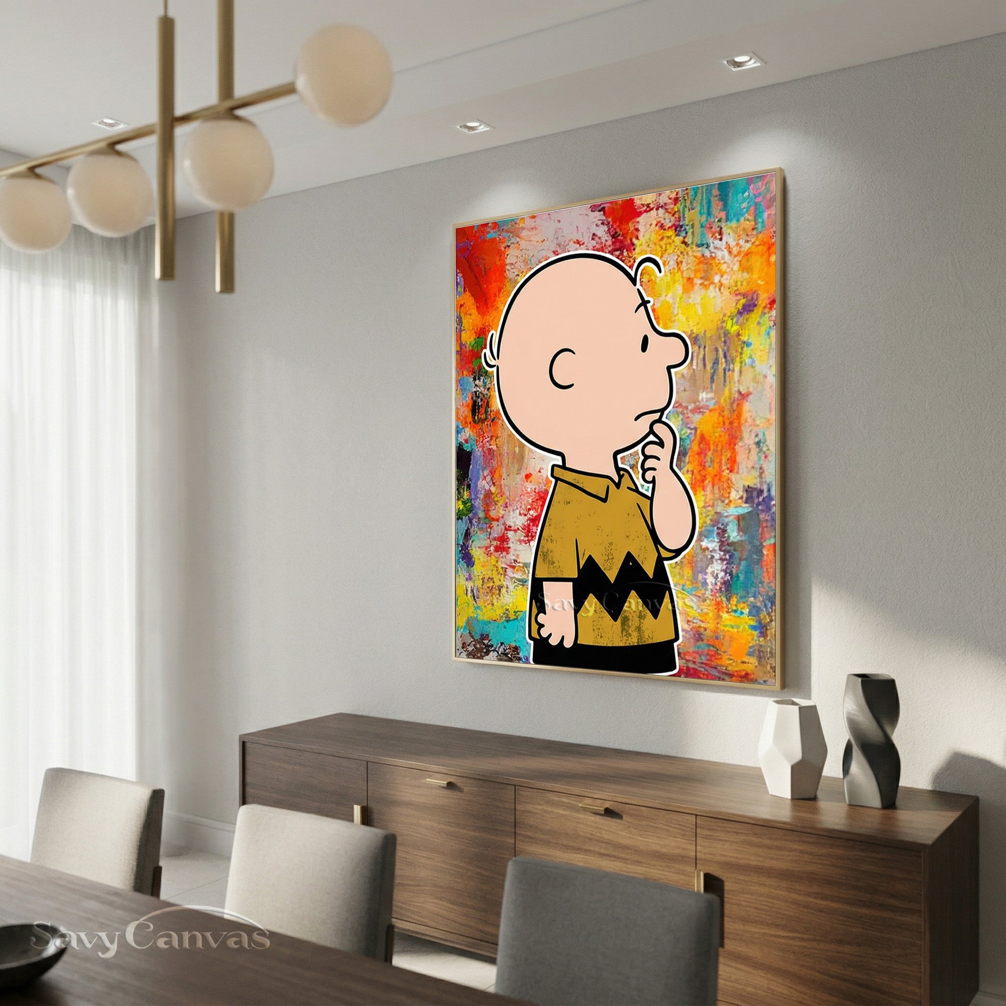 Handmade Cartoon Abstract Oil Painting - Charlie Brown Wall Decor #SS 070