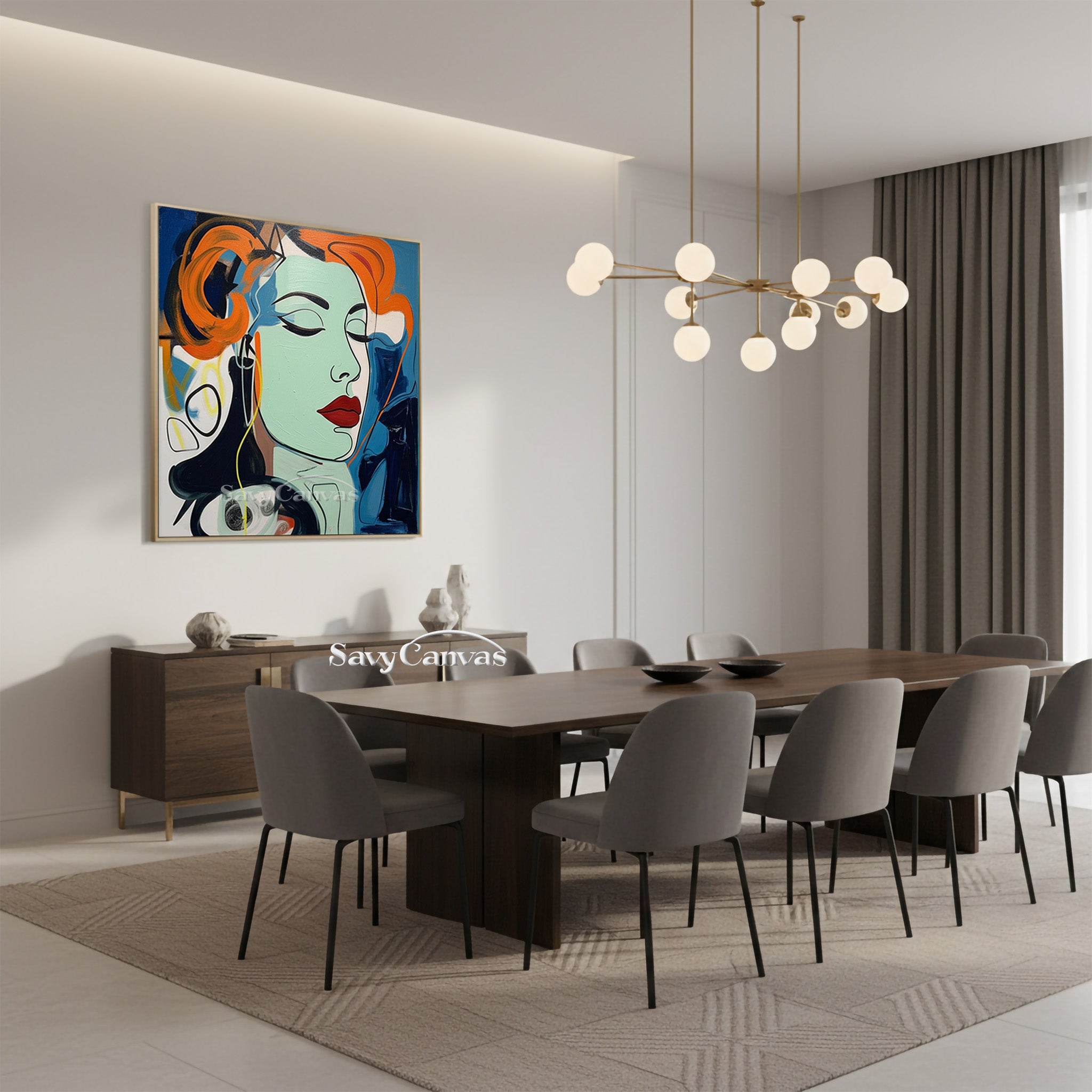 Modern Pop Art Woman Portrait Canvas - Abstract Oil Painting #SS 110
