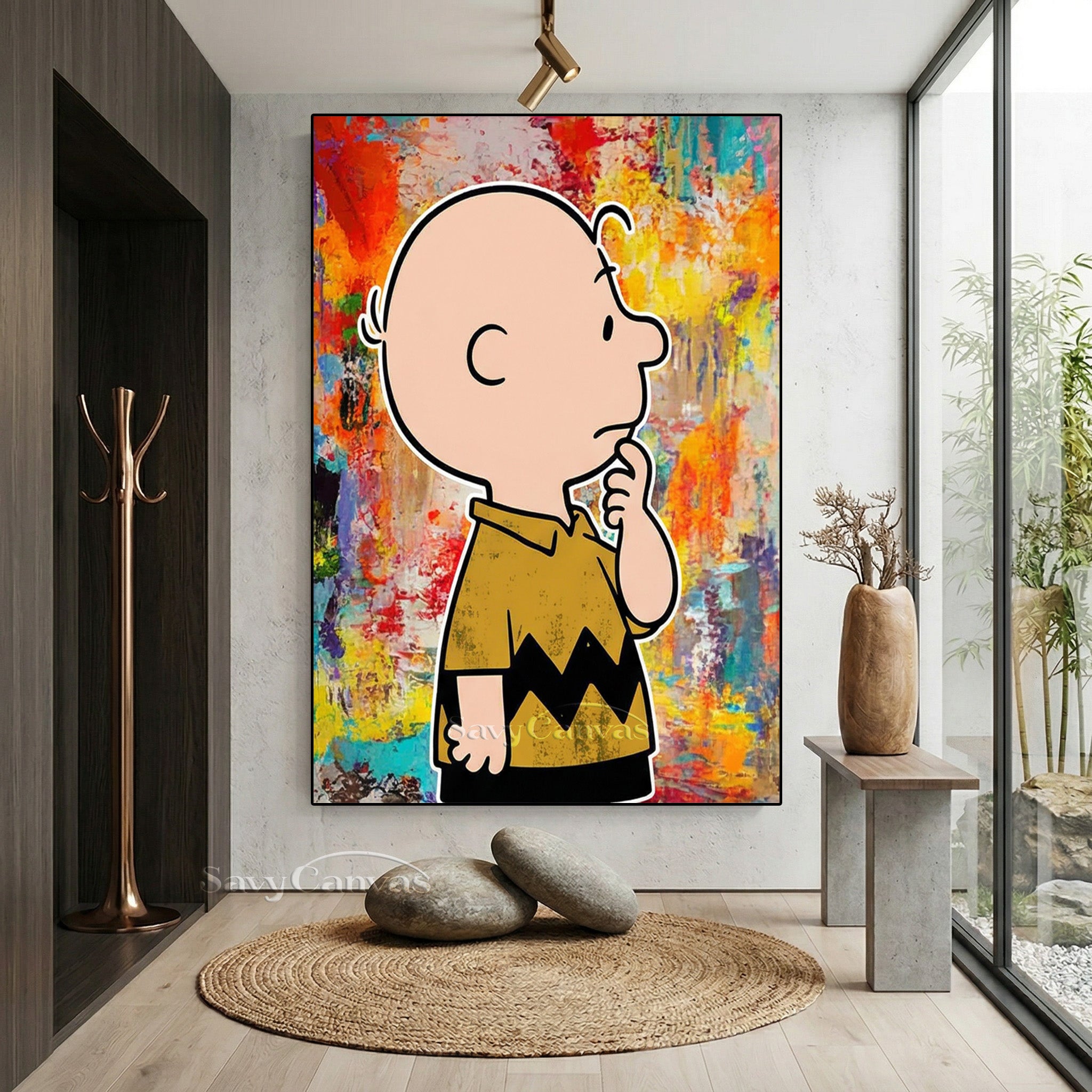 Handmade Cartoon Abstract Oil Painting - Charlie Brown Wall Decor #SS 070