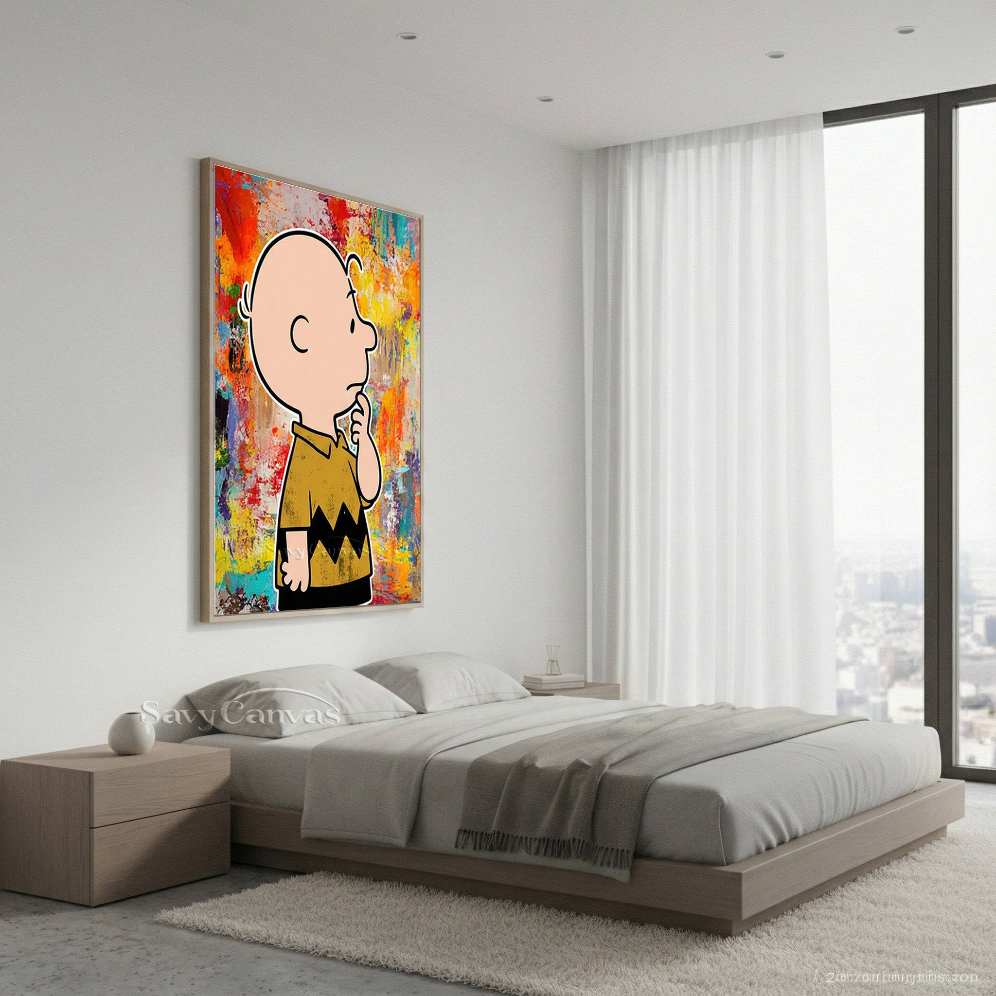 Handmade Cartoon Abstract Oil Painting - Charlie Brown Wall Decor #SS 070