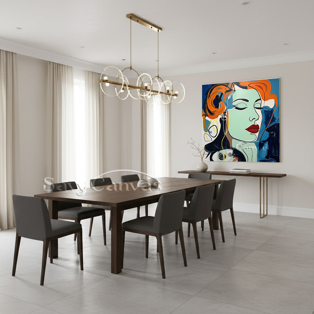 Modern Pop Art Woman Portrait Canvas - Abstract Oil Painting #SS 110